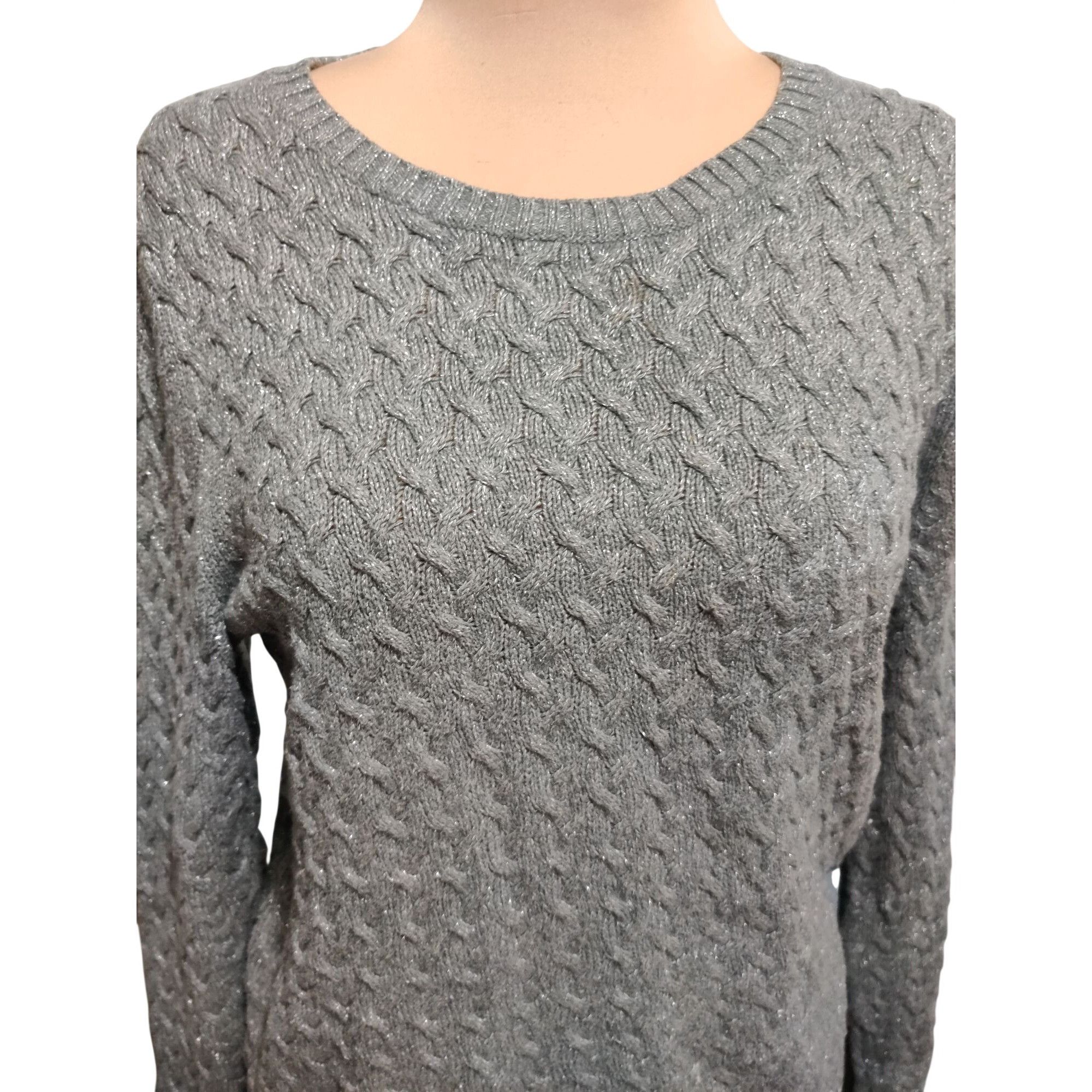 Croft & Barrow Croft & Barrow XL Womens Gray Sweater Metallic Knit Textured Size XL / US 12-14 / IT 48-50 - 3 Thumbnail