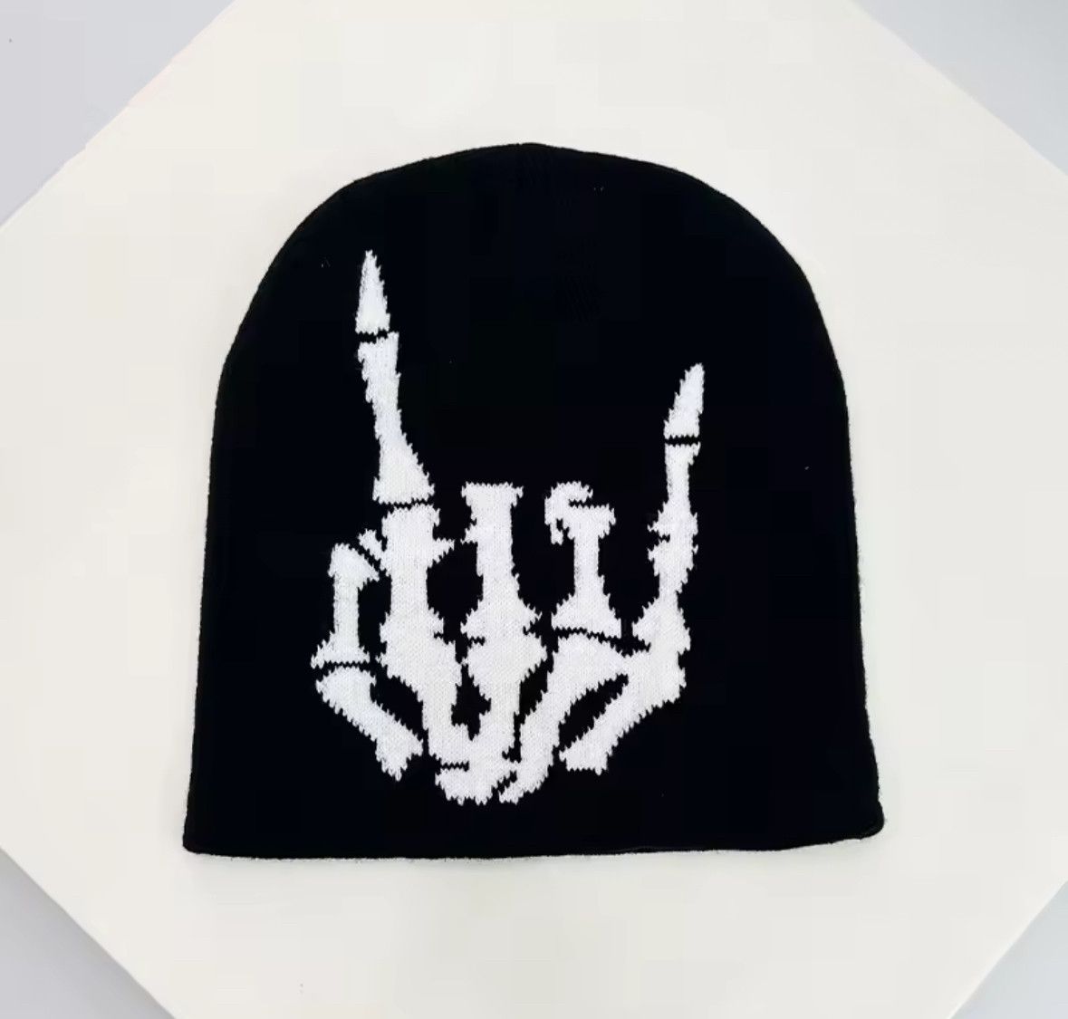 Other Y2K Goth Rock Skull Finger Knit Beanie Hat Skullies Cap Size ONE SIZE - 1 Thumbnail