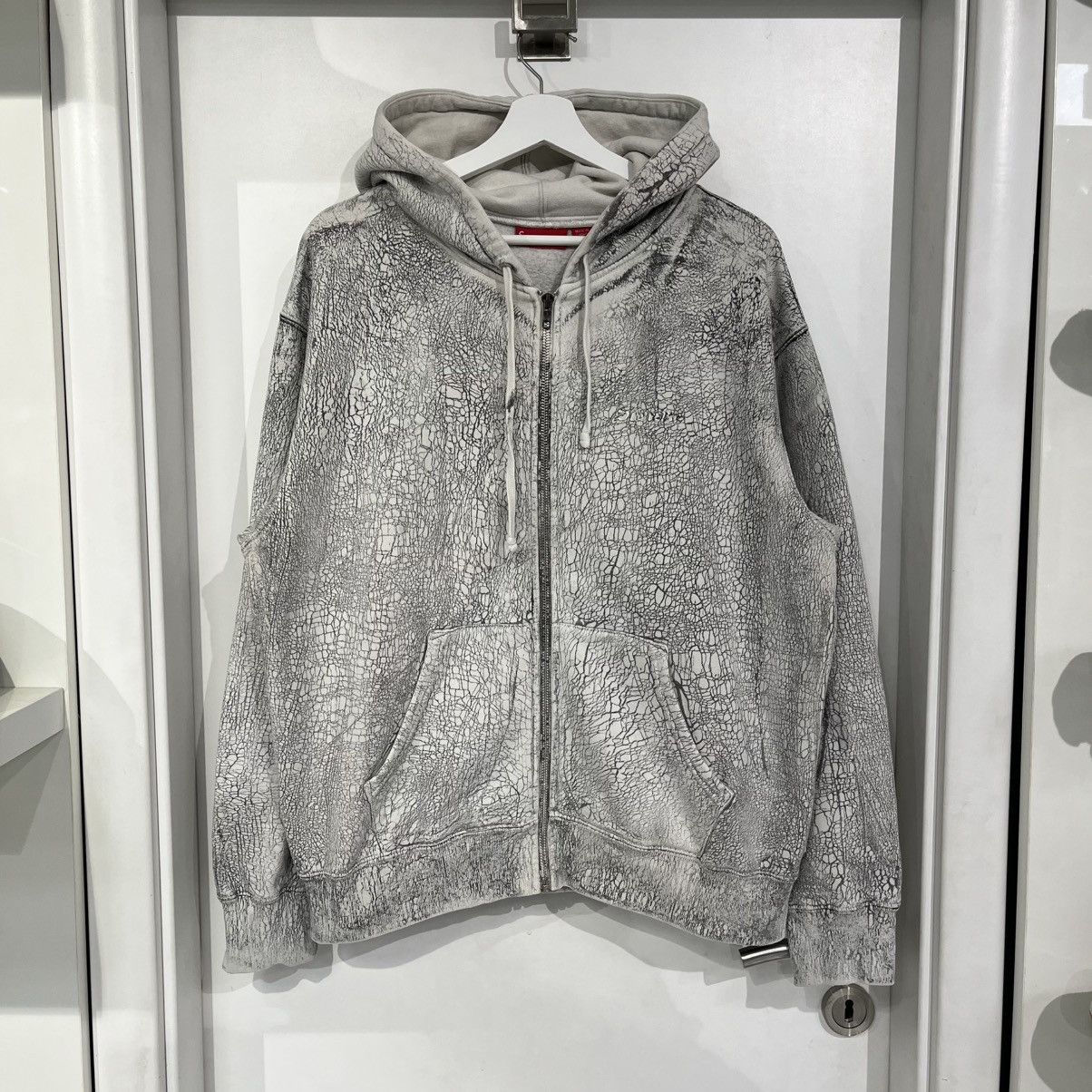 Supreme Crackle Zip Up Hooded Sweatshirt Natural