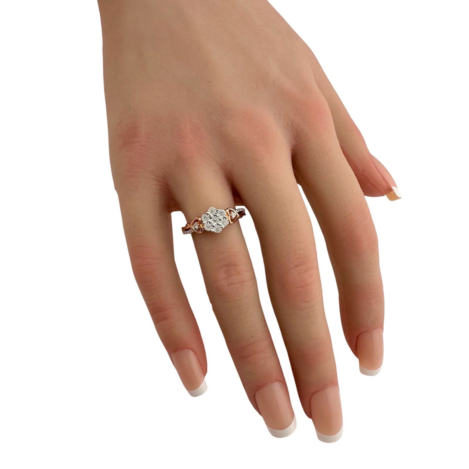 Other Two Tone Diamond Cluster Ring with Hearts on sides - size 7 Size ONE SIZE - 2 Thumbnail