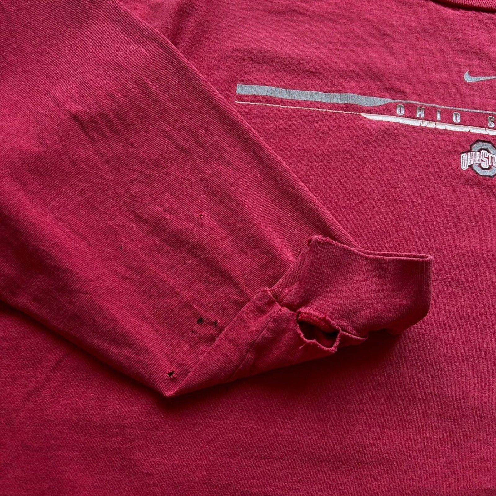 NCAA Vintage 90s Nike Ohio State Center Swoosh Long Sleeve XL Red Size US XL / EU 56 / 4 - 6 Thumbnail