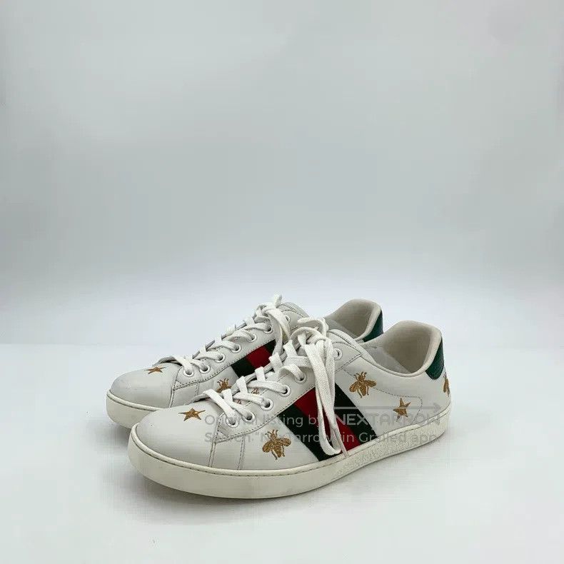 Gucci Gucci Ace Series White Striped Webbing Bee Embroidery Lace Size US 8 / EU 41 - 1 Thumbnail