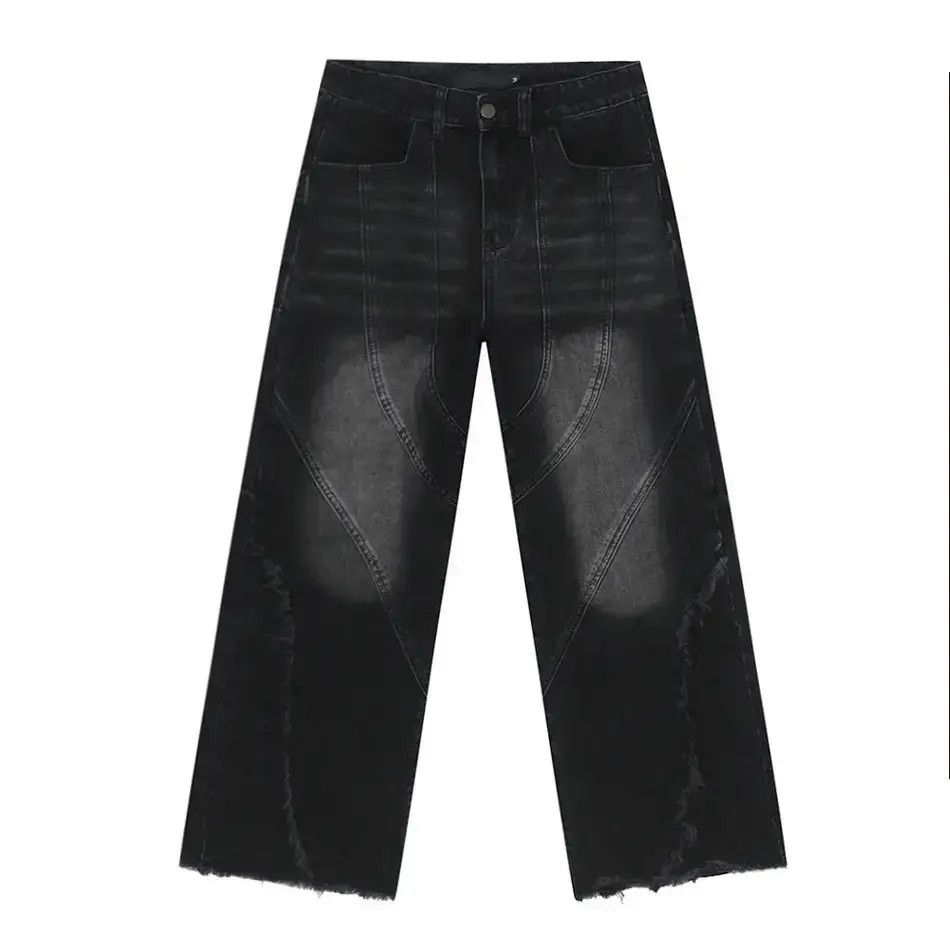 Japanese Brand Retro loose straight leg fringed jeans Size US 32 / EU 48 - 6 Thumbnail