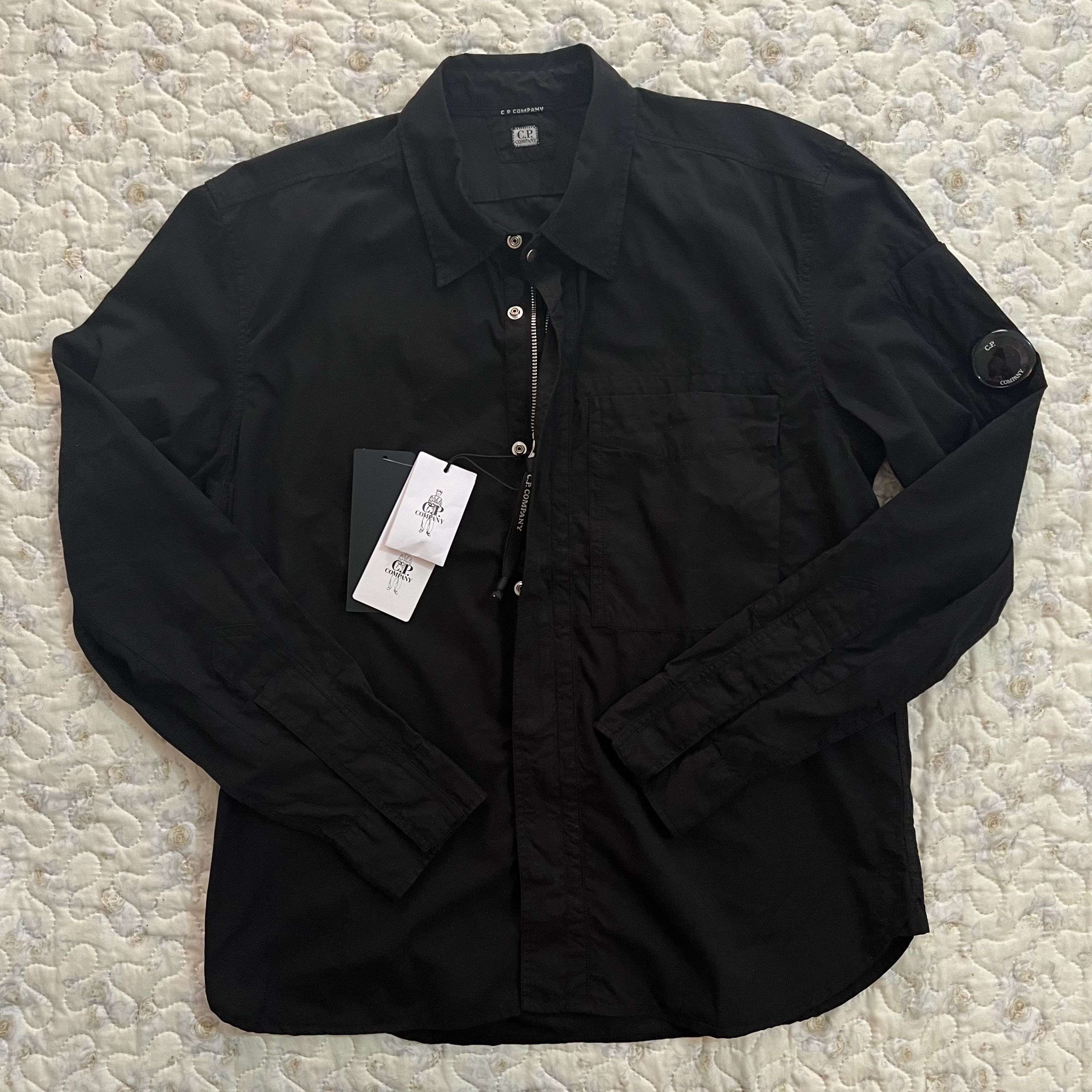 image of C P Company Overshirt Gabardine Zipped Shirt S Small in Black, Men's