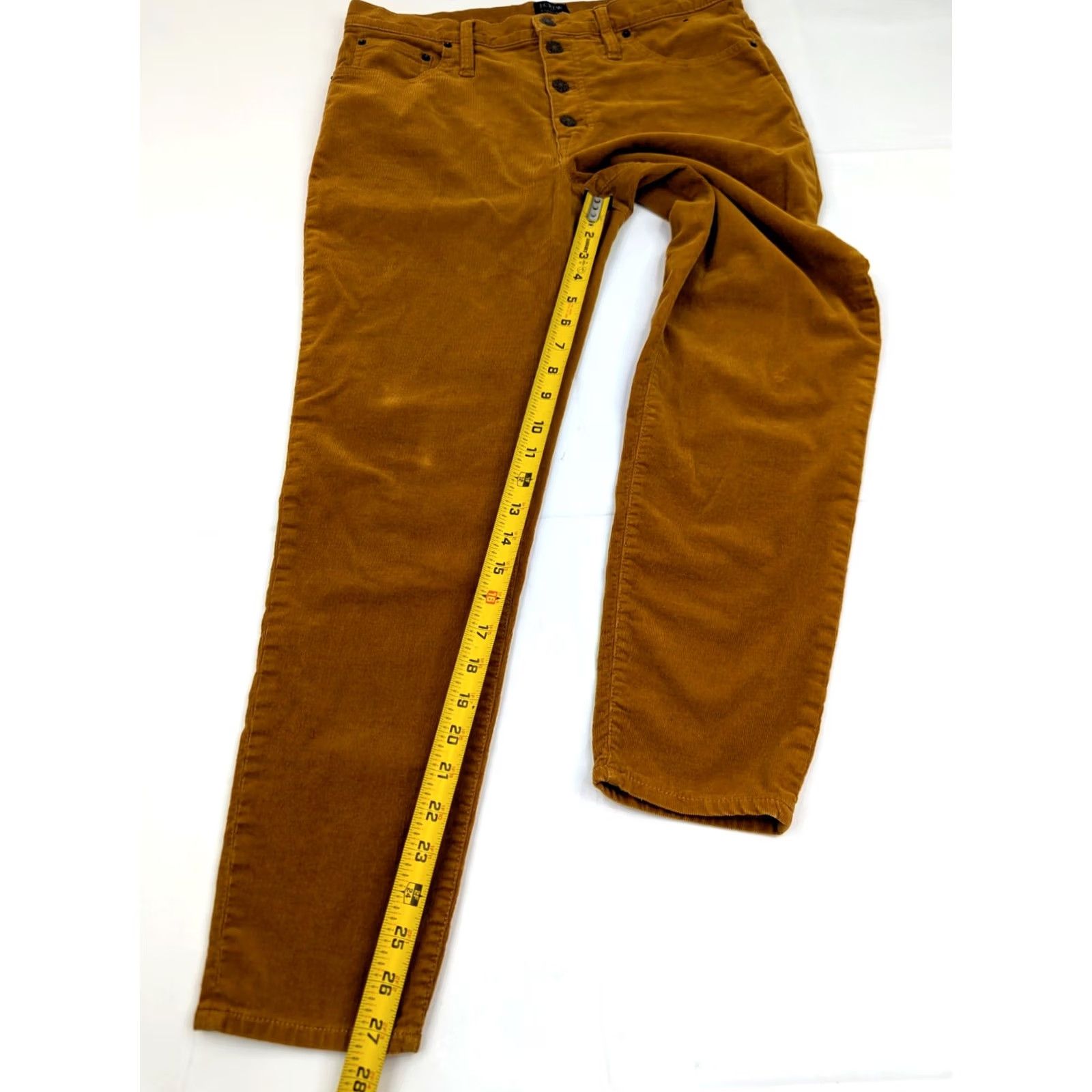 J.Crew J.CREW 9" High-Rise Skinny Pants Womens 33 Honey Mustard Corduroy Button Front Closure Shoes? Size 24" / US 00 / IT 34 - 4 Thumbnail