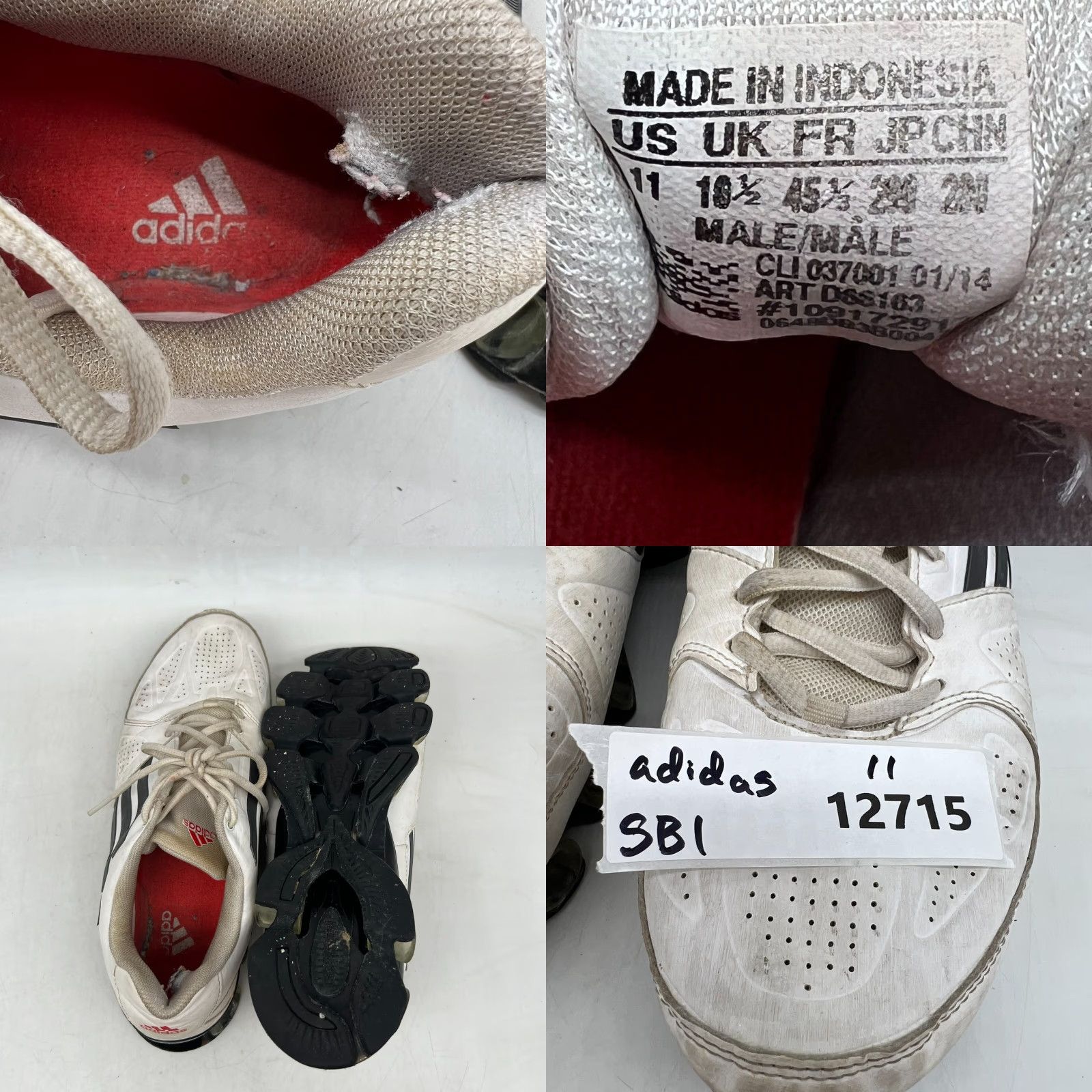 Adidas Adidas Bounce RAVA Sneakers Men Size 11 White Athletic Casual 2014 D66163 Size US 11 / EU 44 - 8 Thumbnail