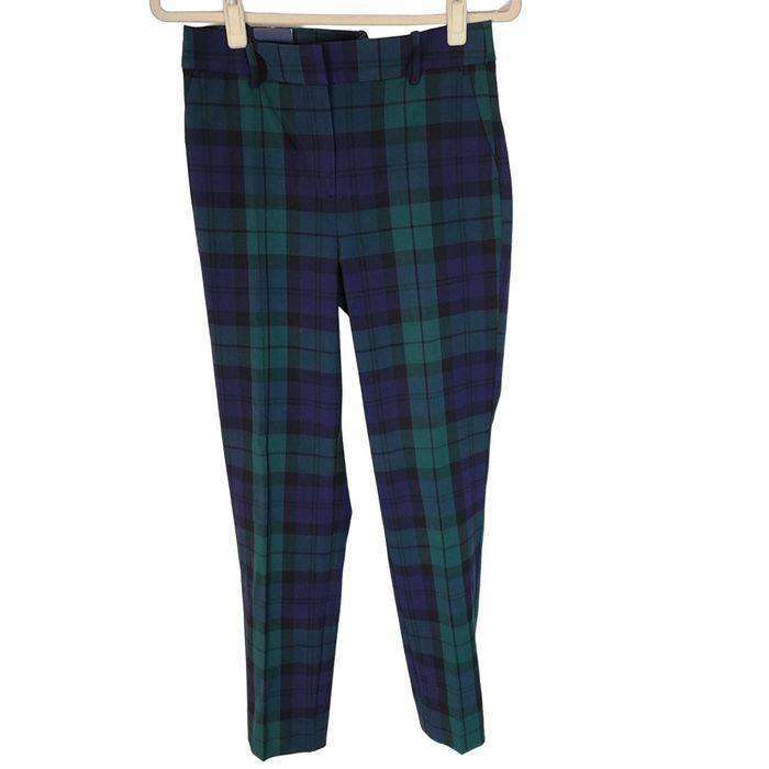 J.Crew J. Crew Womens 8 Blue Green Classic Blackwatch Plaid Pants