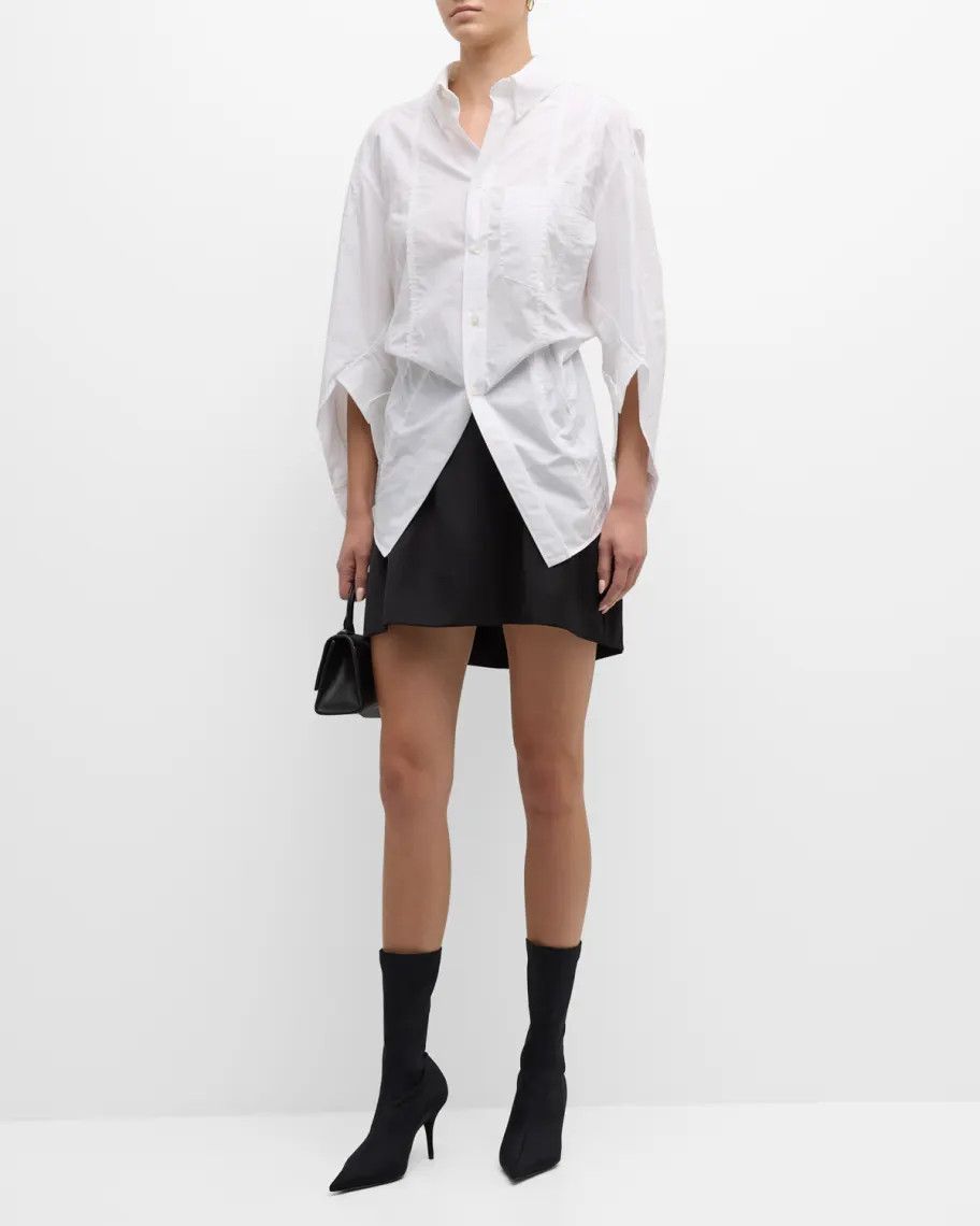 Balenciaga o1bcso1str1124 DIY Twisted Sleeve Shirt Large Fit in White Size XS / US 0-2 / IT 36-38 - 3 Thumbnail