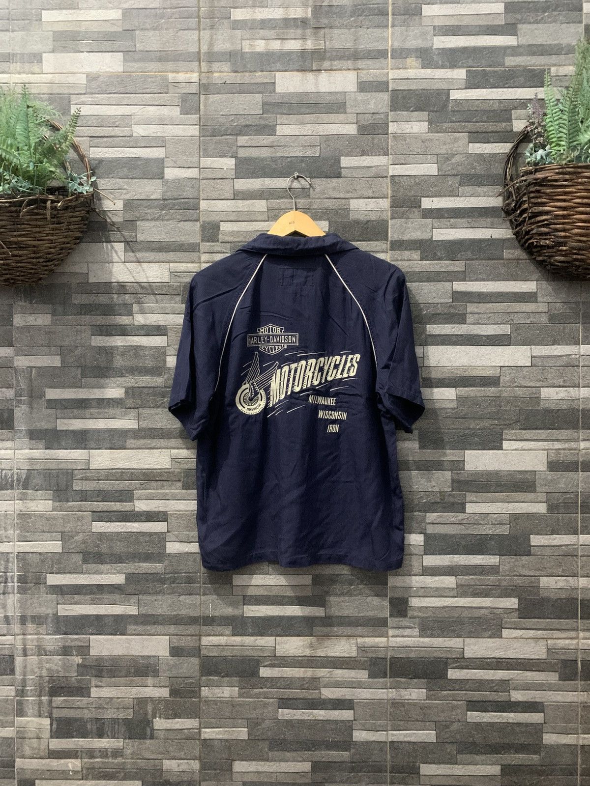 Harley Davidson Vintage 80's HARLEY DAVIDSON Bowling Shirt Size US M / EU 48-50 / 2 - 3 Thumbnail