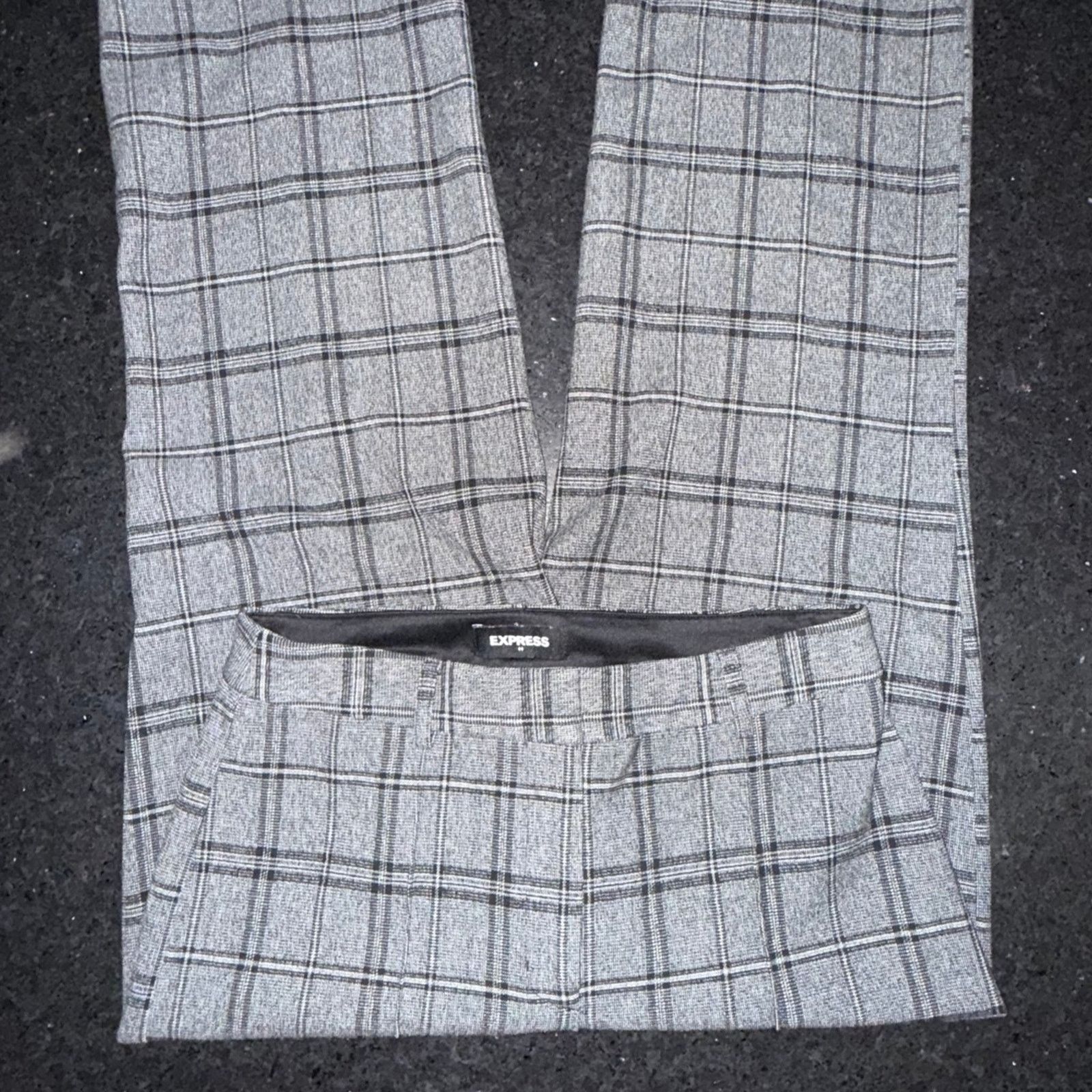 Express EXPRESS BLACK GREY WHITE PLAID HIGH RISE STRAIGHT PANTS SZ 6 Size 28" / US 6 / IT 42 - 3 Thumbnail