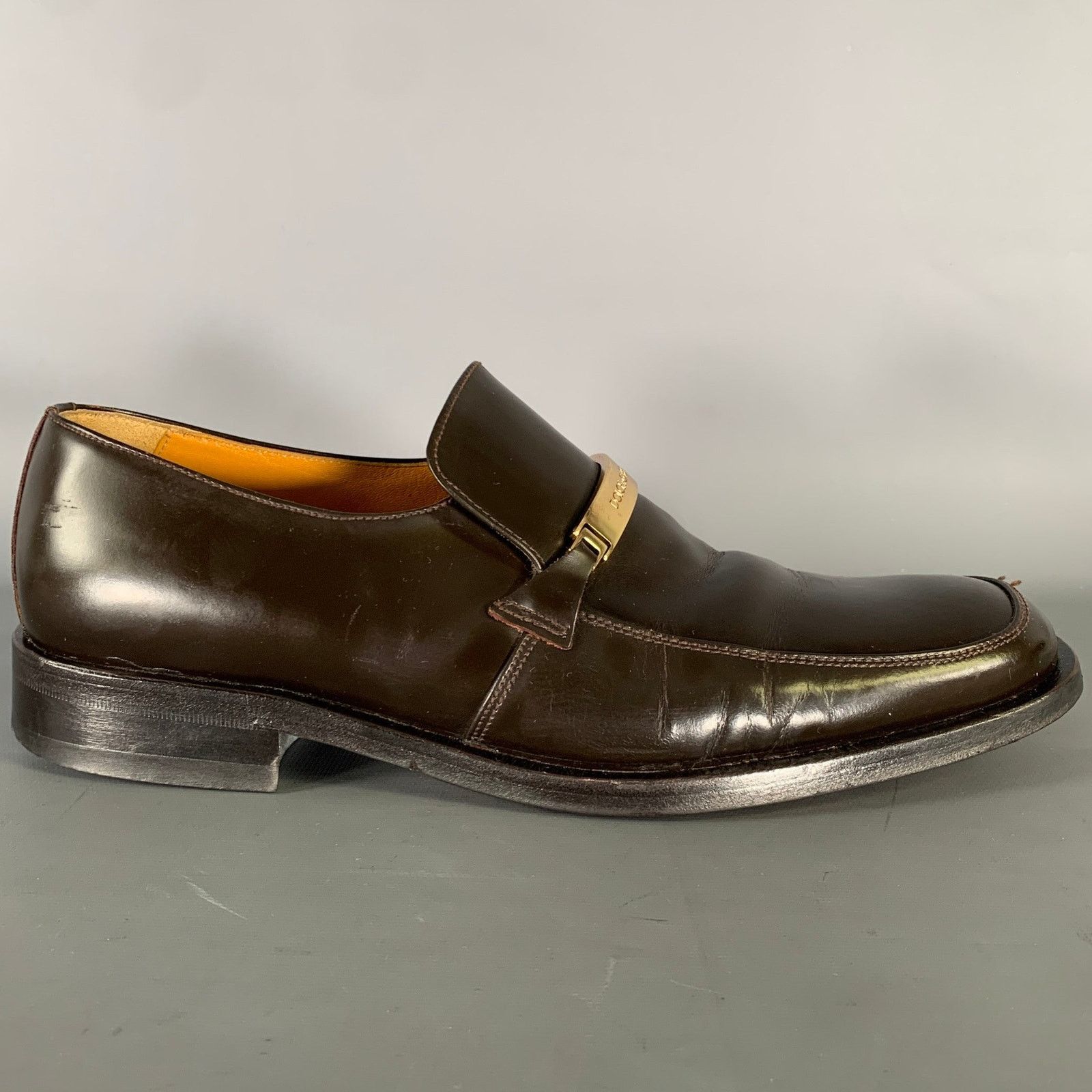 Dolce & Gabbana DOLCE & GABBANA Size 9 Brown Gold Leather Loafers Size US 9 / EU 42 - 2 Thumbnail