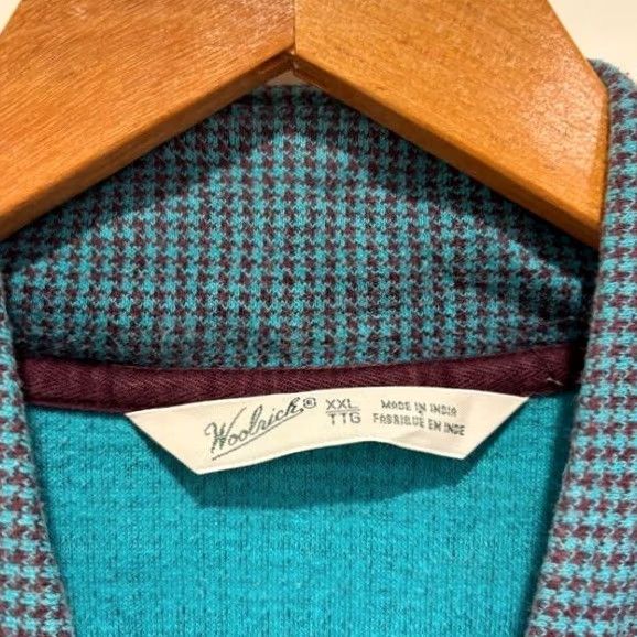 Vintage Woolrich Womens Pullover Top Long Sleeve Mock Neck Teal Houndstooth Size XXL Size XXL / US 16-18 / IT 52-54 - 2 Thumbnail