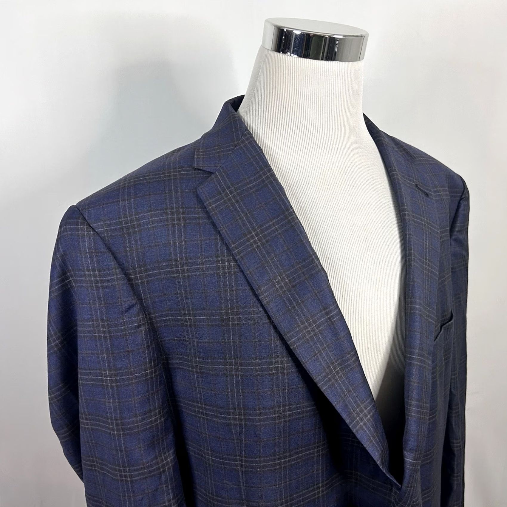 Joseph Abboud Joseph Abboud Sport Coat 52R Blue Brown Plaid 100% Wool Two Button Double Vented Jacket/Men’s Big & Tall Sized 52R Size US XS / EU 42 / 0 - 2 Thumbnail