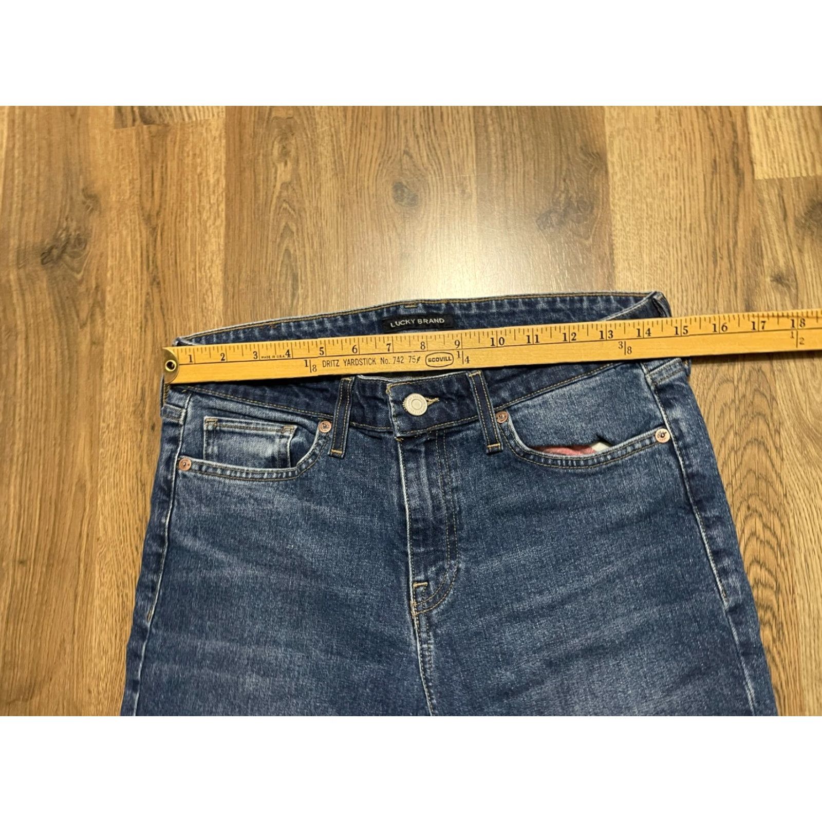 Lucky Brand Lucky Brand Jeans Men 4/27 Blue Denim Raw Hem Straight Pockets Mens Size 27" / US 4 / IT 40 - 6 Thumbnail