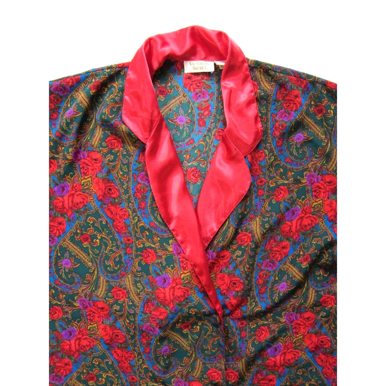 Victoria's Secret VINTAGE Victoria's Secret Red Green Blue Floral Collared Pocket Night Shirt L Size L / US 10 / IT 46 - 4 Thumbnail