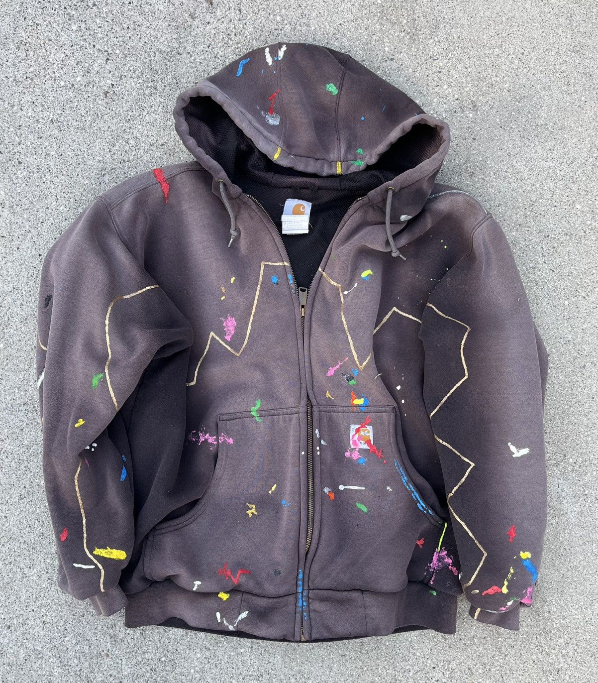 Carhartt Custom Carhartt Thermal Zip Up Hoodie Sun Fade Distressed Size US L / EU 52-54 / 3 - 4 Thumbnail