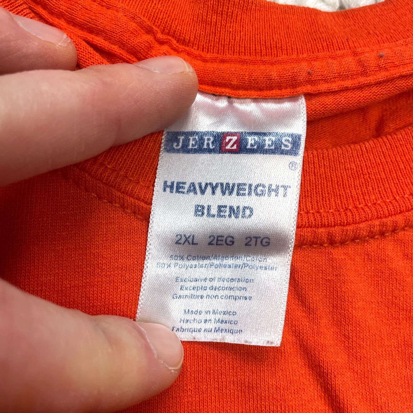 Jerzees JERZEES Shirt Adult 2XL Orange Solid Heavyweight Crew Neck Cotton Blend Jersey Short Sleeve T-Shirt Size US XXL / EU 58 / 5 - 6 Thumbnail