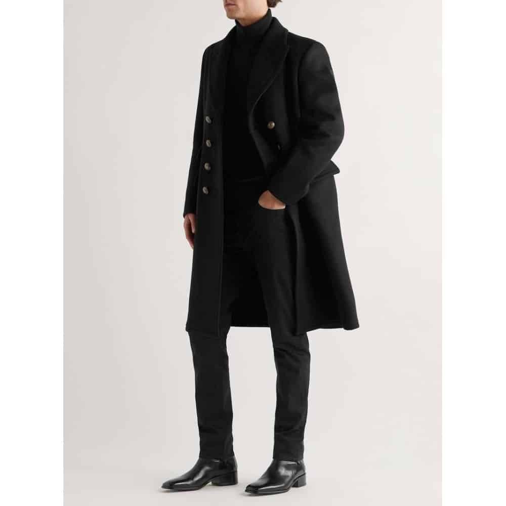 Tom Ford o1loc1c0126 TFO812 Wool & Cashmere Coat in Black Size US L / EU 52-54 / 3 - 3 Thumbnail