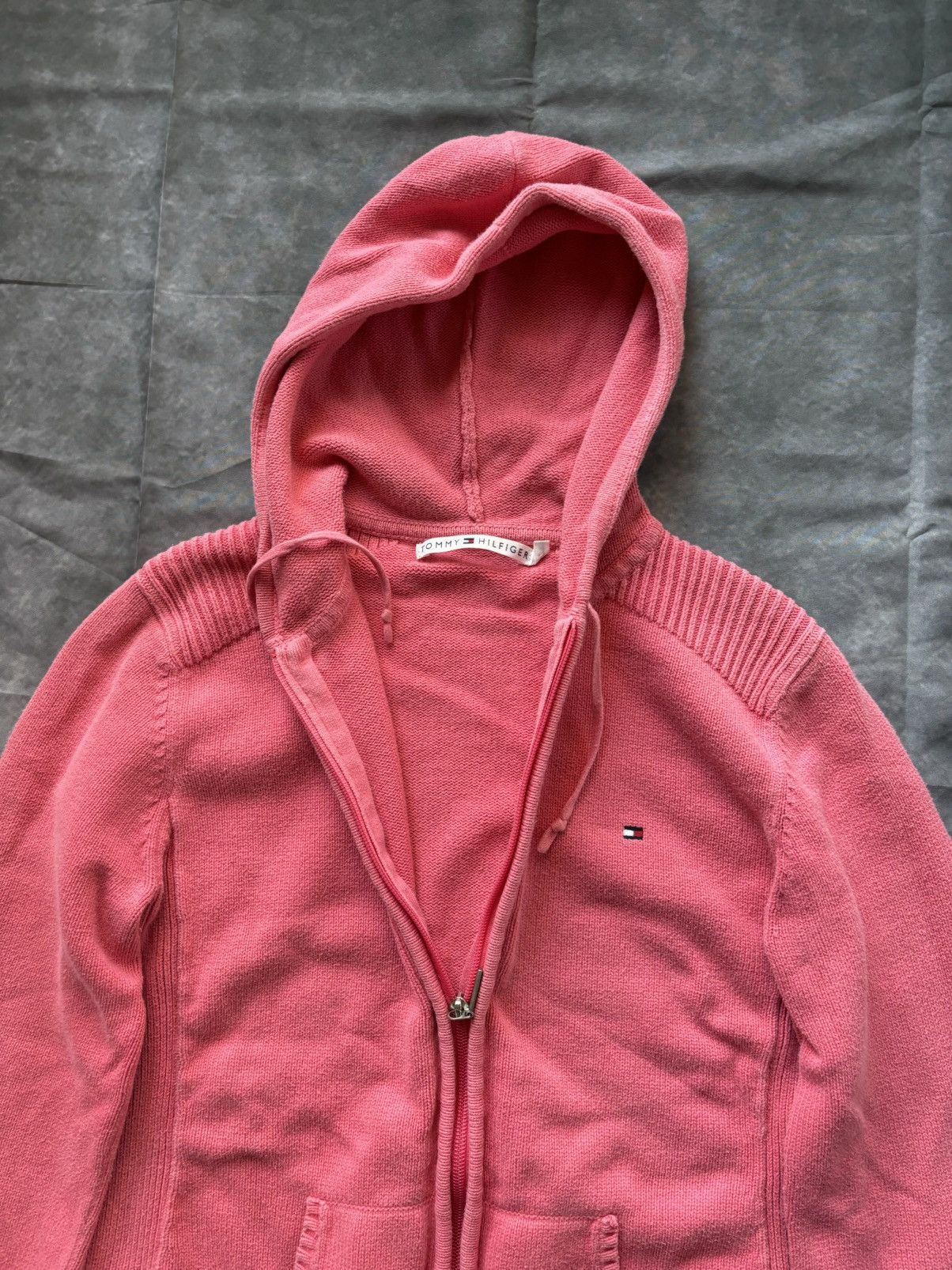 Tommy Hilfiger × Tommy Jeans × Vintage Vintage Tommy Hilfiger Hoodie 1990s 2000s Y2K Ribbed Zip Up Size US XS / EU 42 / 0 - 4 Thumbnail