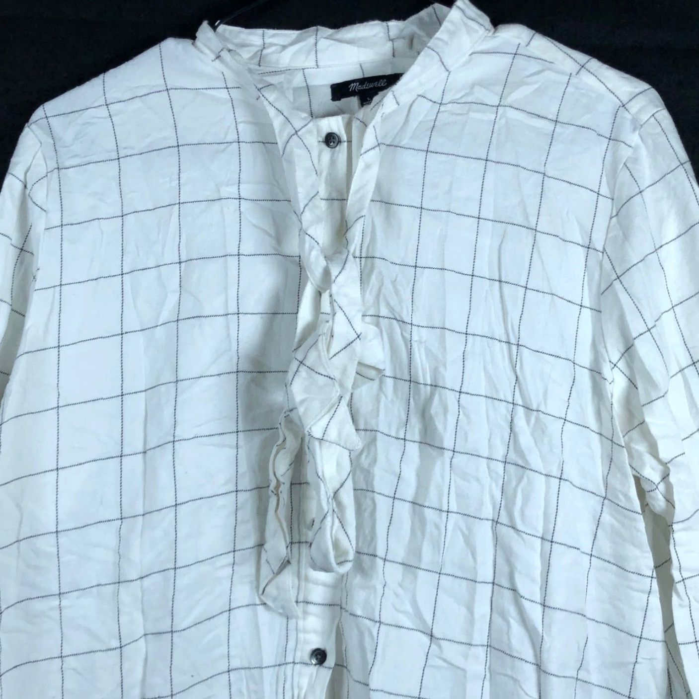Madewell Madewell Blouse White Windowpane Plaid Front Tie 100% Cotton Large Size L / US 10 / IT 46 - 2 Thumbnail