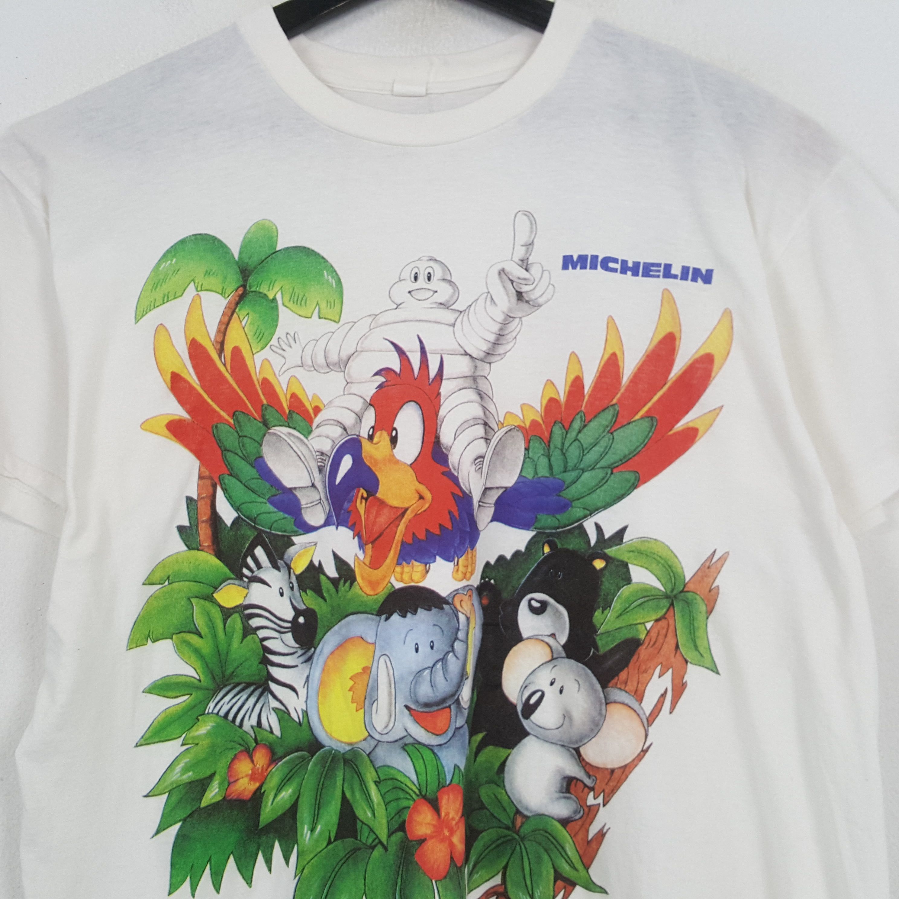 Vintage MICHELIN Tyres Brand Motorsports Style Tshirt C285N61 Size US L / EU 52-54 / 3 - 2 Thumbnail
