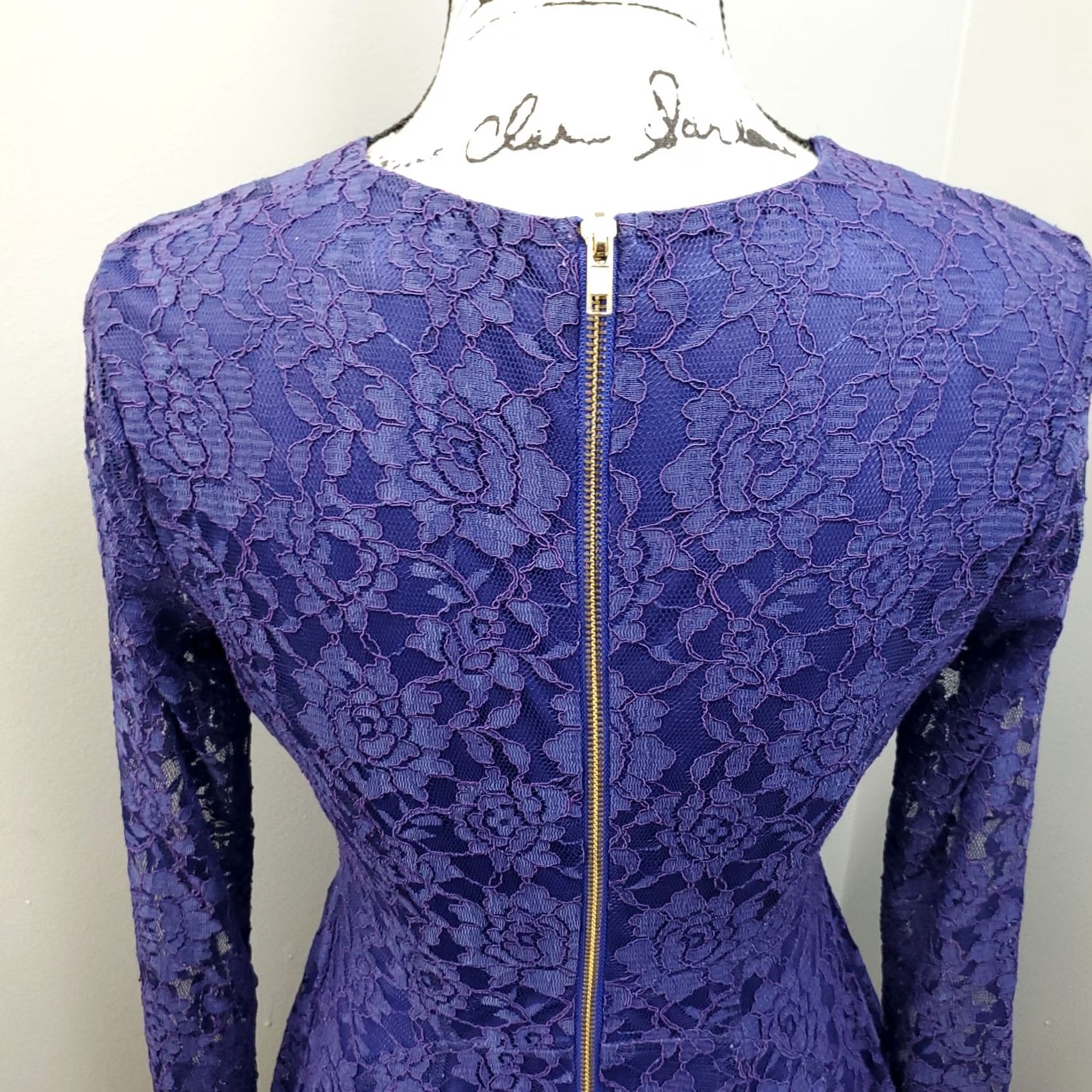 Vintage Altar'd State Fit & Flare Dress Women M Purple Floral Lace Overlay Back Zip Shirt? Size M / US 6-8 / IT 42-44 - 5 Thumbnail