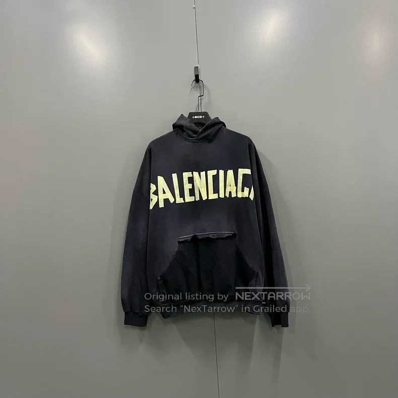 Balenciaga Balenciaga Patchwork Distressed Tape Logo Hoodie Size US M / EU 48-50 / 2 - 1 Thumbnail