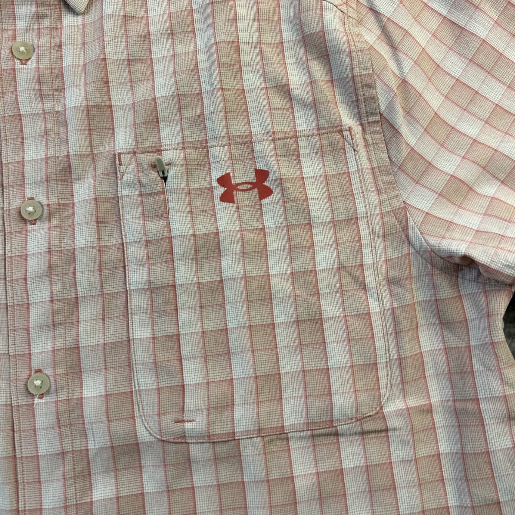 Under Armour Under Armour Button-Up Shirt Mens Medium Orange Drift Tide Fish Outdoor Casual Formal Size US M / EU 48-50 / 2 - 4 Thumbnail
