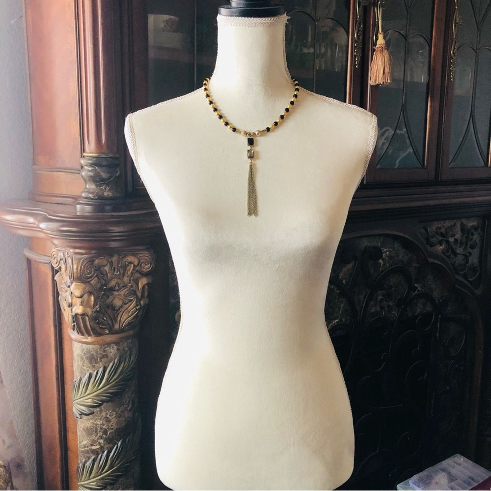 Handmade Handcrafted repurpose chain fringe Pearl necklace Size ONE SIZE - 6 Thumbnail