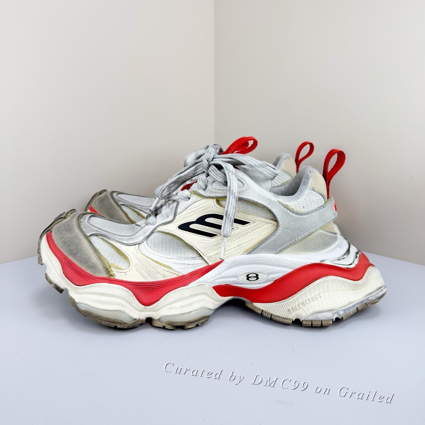 Balenciaga Balenciaga Cargo Distressed White Red Dad Shoes Size US 7 / EU 40 - 1 Thumbnail