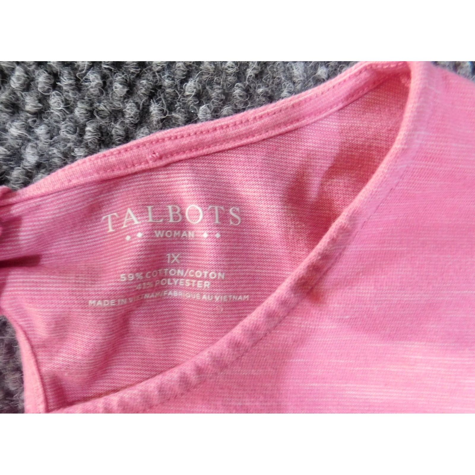Talbots Talbots Blouse Shirt Womens 1X Pink Cotton Polyester Rayon Short Sleeve Round Neck Pullover Casual Classic Stretch Regular Size XL / US 12-14 / IT 48-50 - 4 Thumbnail