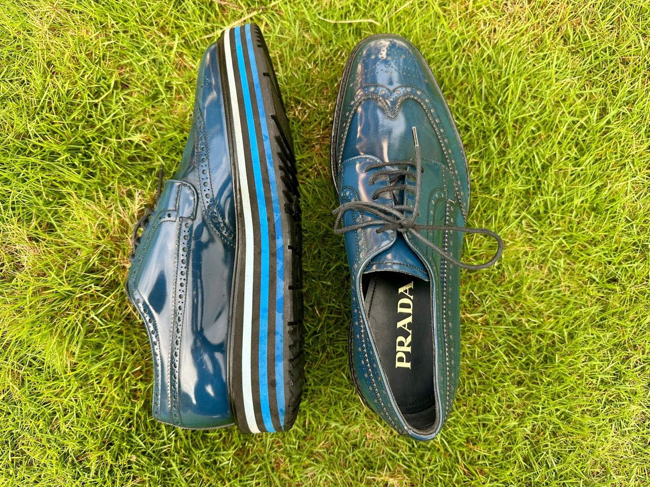 Prada Authentic Prada Brogue Wingtip Lace Up Platform Shoes Size US 6 / EU 39 - 3 Thumbnail
