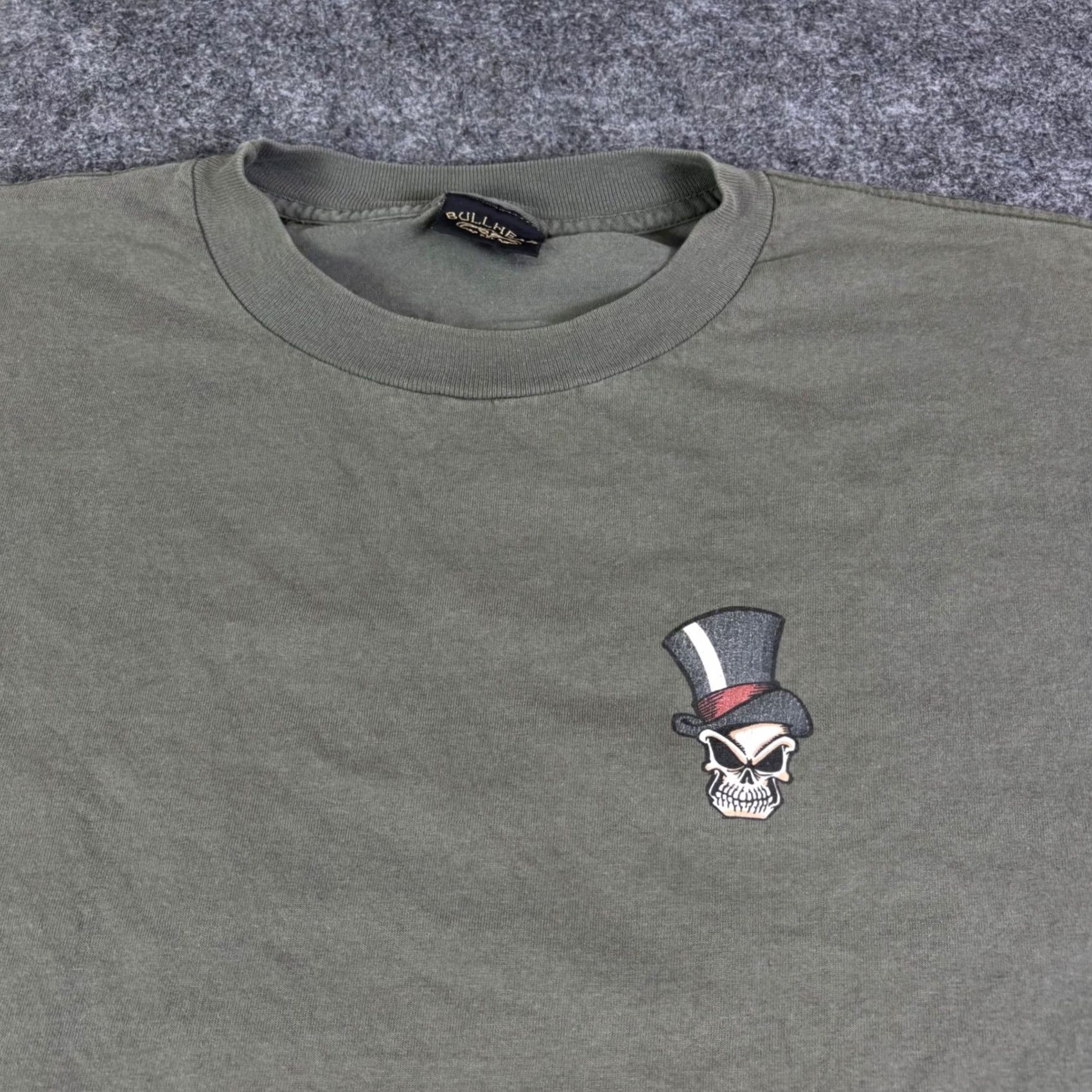 Vintage VINTAGE Bullhead Graphic T-Shirt 2XL Gray Green Skeleton Magician Crew Neck Short Sleeve 1990s Grunge Gothic Punk Vintage Mens Bedroom T-Shirt Size US XXL / EU 58 / 5 - 7 Thumbnail