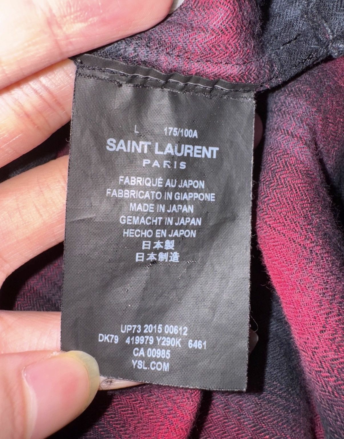 Saint Laurent Paris SLP) 16SS Black/Red Double-Pocket Frayed Hem Plaid Shirt Size US L / EU 52-54 / 3 - 7 Thumbnail