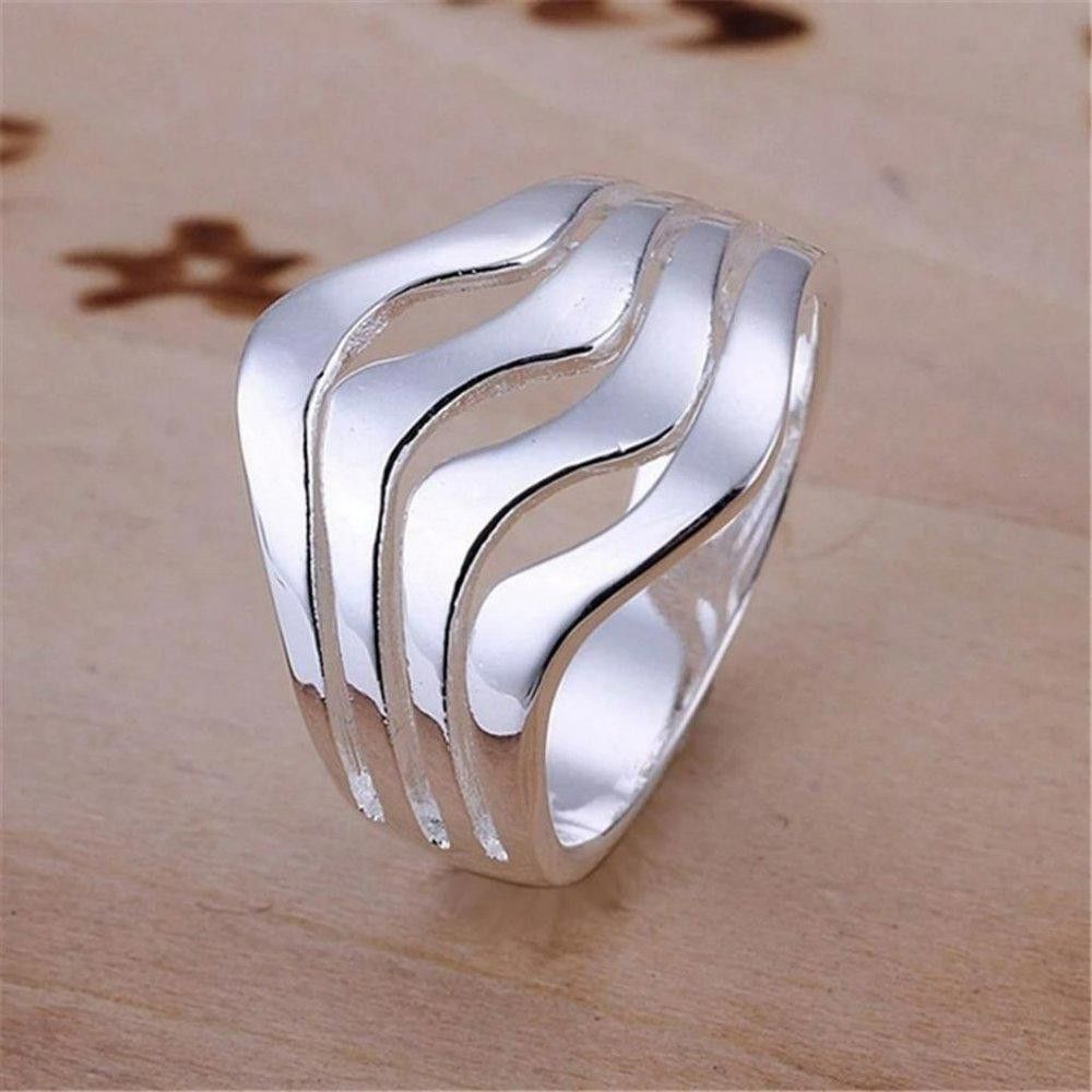 Designer 925 Silver Smooth Wave Geometric Ring - Size 7 Size ONE SIZE - 6 Thumbnail