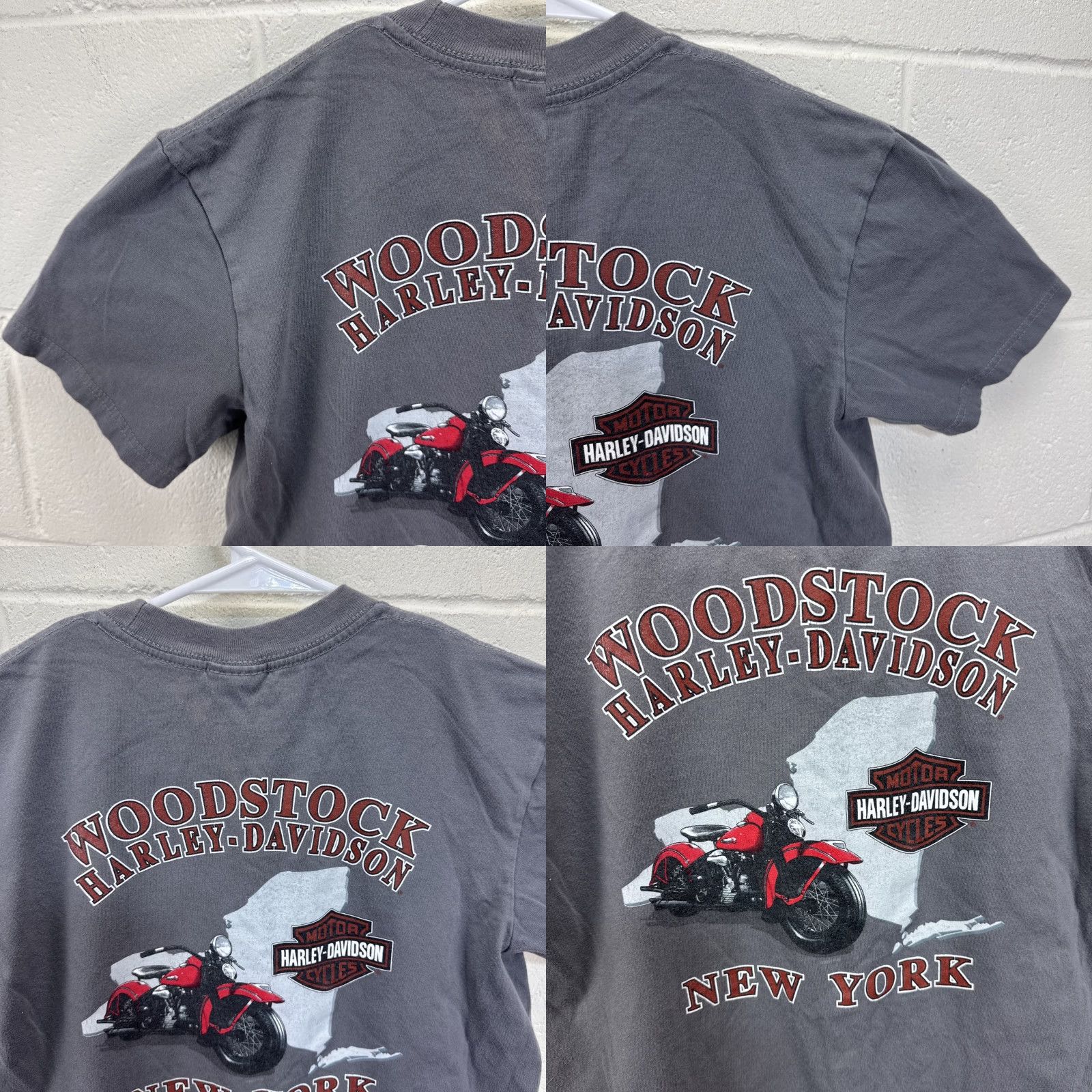 Harley Davidson Harley-Davidson T-Shirt Mens Medium Gray Graphic Print Woodstock New York Motorcycle Biker Tee Shirt Size US M / EU 48-50 / 2 - 9 Thumbnail