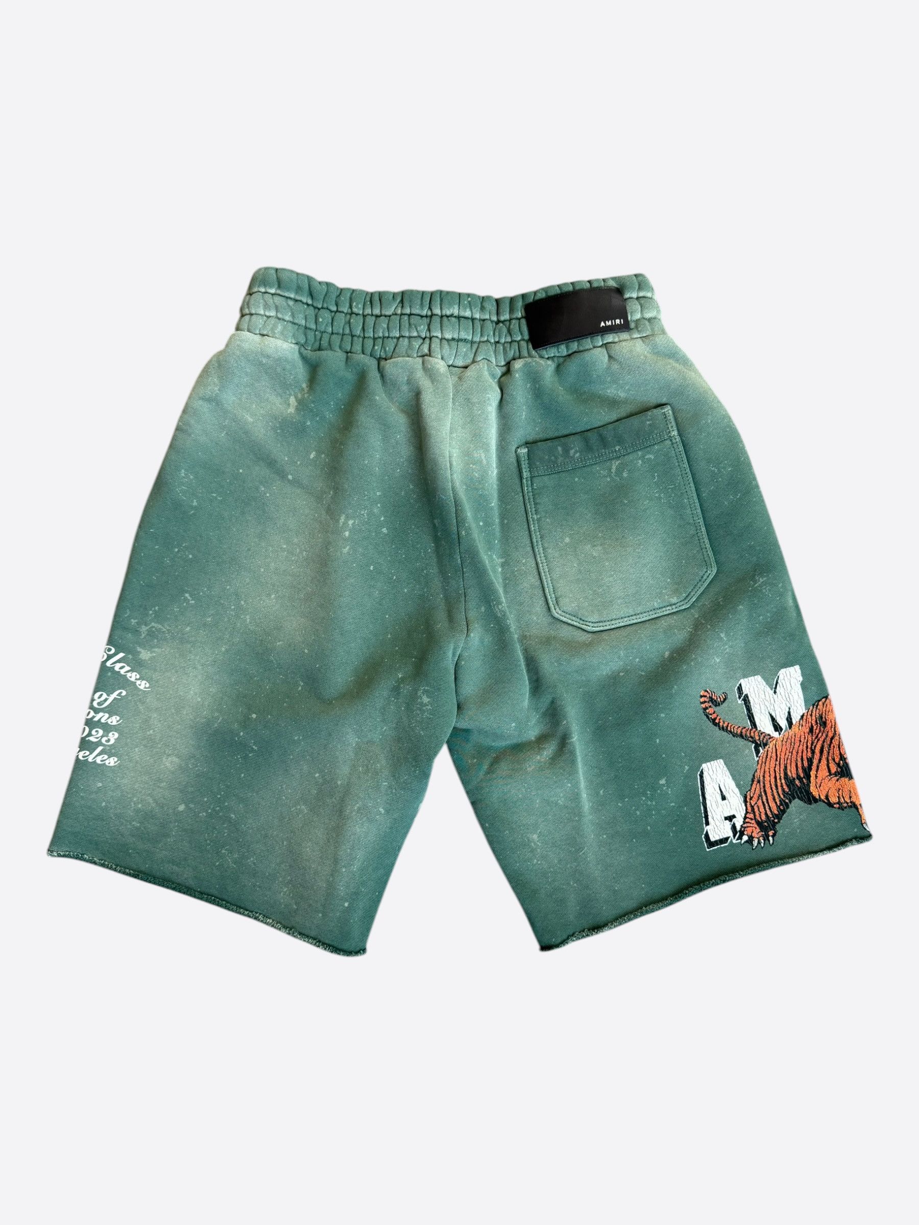 Amiri Amiri Green & White Tiger Logo Shorts Size US 40 / EU 56 - 2 Thumbnail