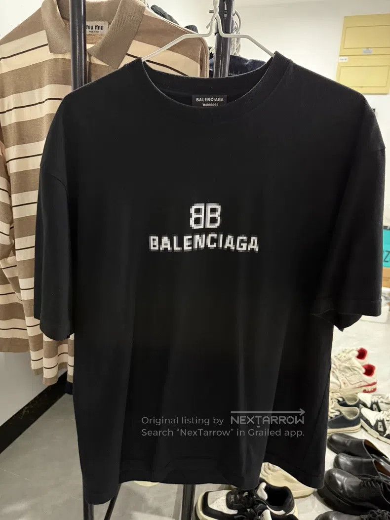 Balenciaga Balenciaga Black Mosaic Logo Short-Sleeve T-Shirt Size US M / EU 48-50 / 2 - 1 Thumbnail
