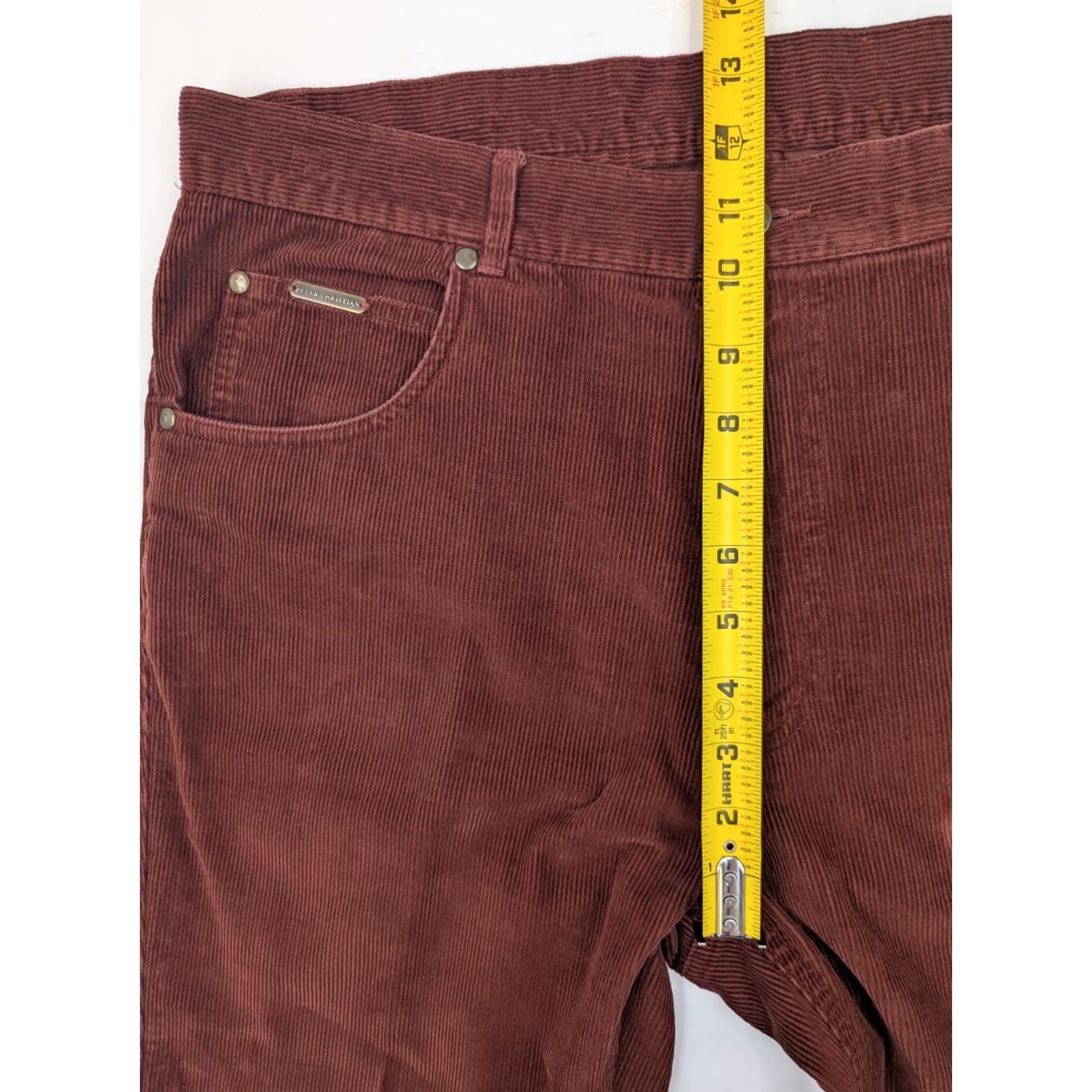 Vintage Peter Christian Corduroy Straight Pant Men 36x28 Brown Corduroy Casual 5-Pocket Regular Rise Zipper Button Vintage: No Mens Pants Size US 36 / EU 52 - 4 Thumbnail