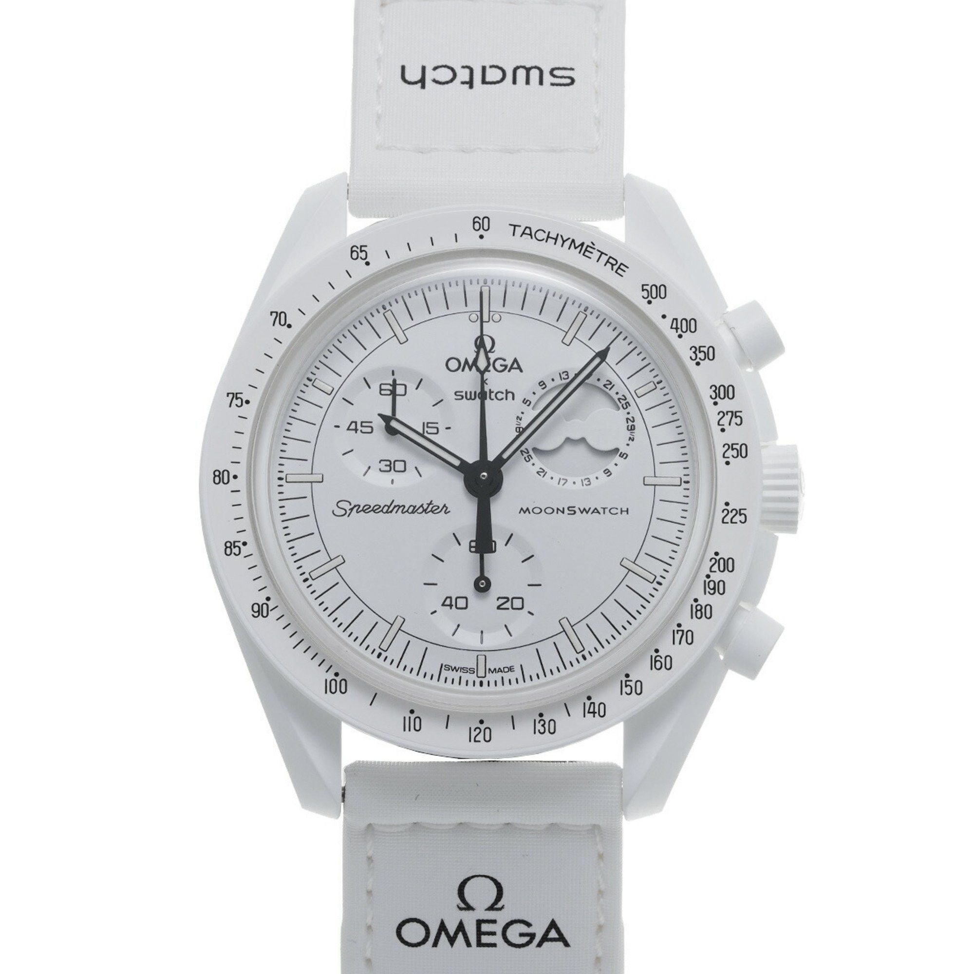 Swatch Omega Mission To Earth Moonphase So33W700 White/greige Men's Watch Quartz