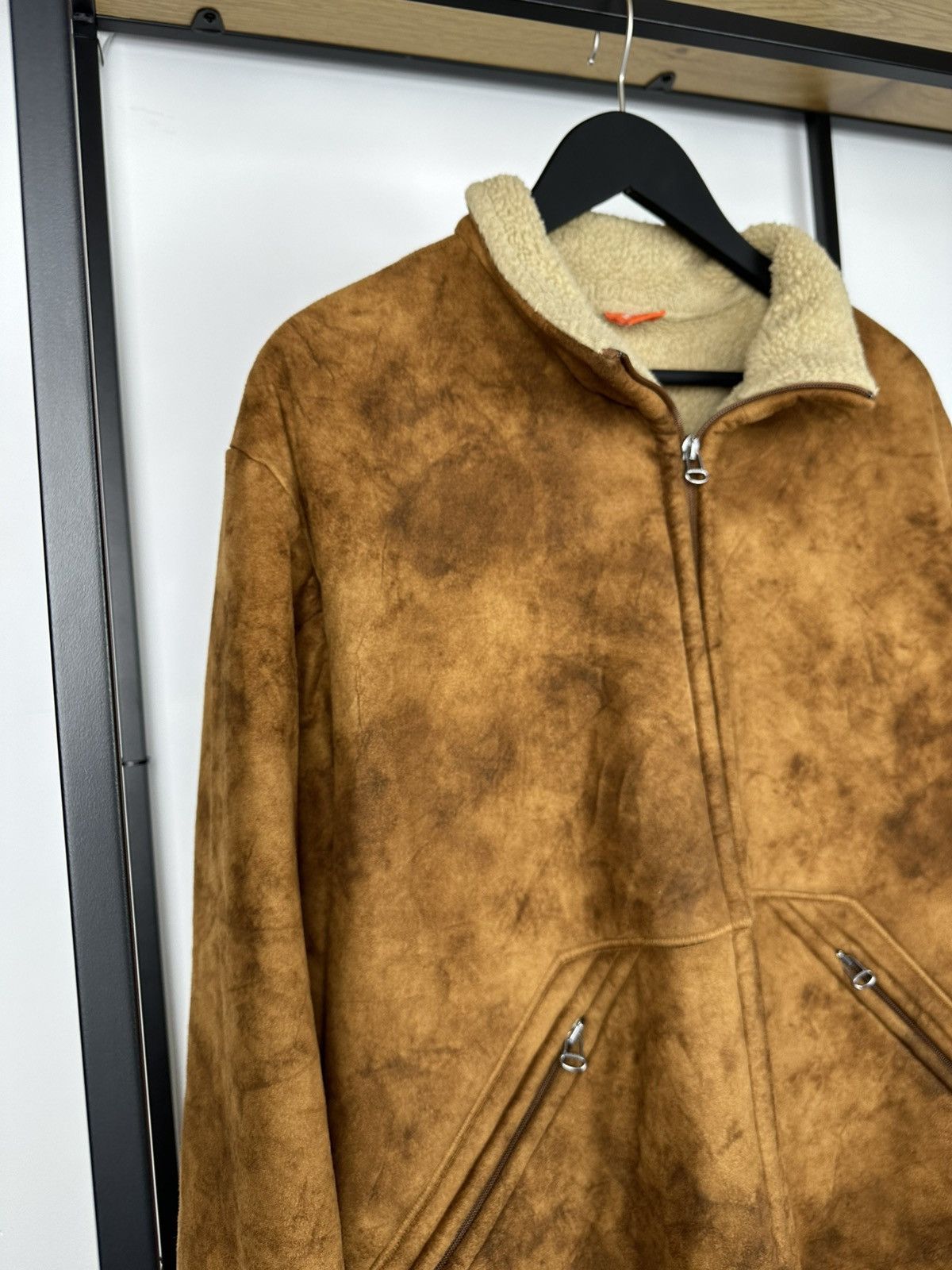 Hugo × Hugo Boss × Vintage HUGO BOSS Tan Faux Sheepskin Fleece Jacket B3 Style Coat Men Size US XXL / EU 58 / 5 - 4 Thumbnail