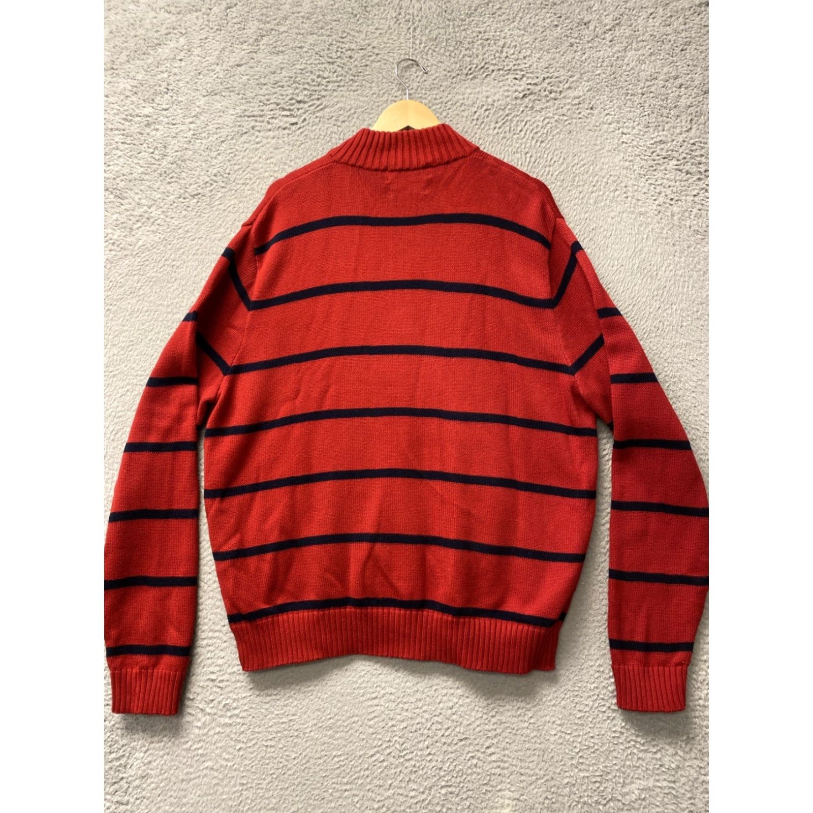 Polo Ralph Lauren Polo Ralph Lauren Men’s Sweater Quarter-Zip Knit Red Striped XL Long Sleeve Zip Logo Embroidered Size US XL / EU 56 / 4 - 7 Thumbnail