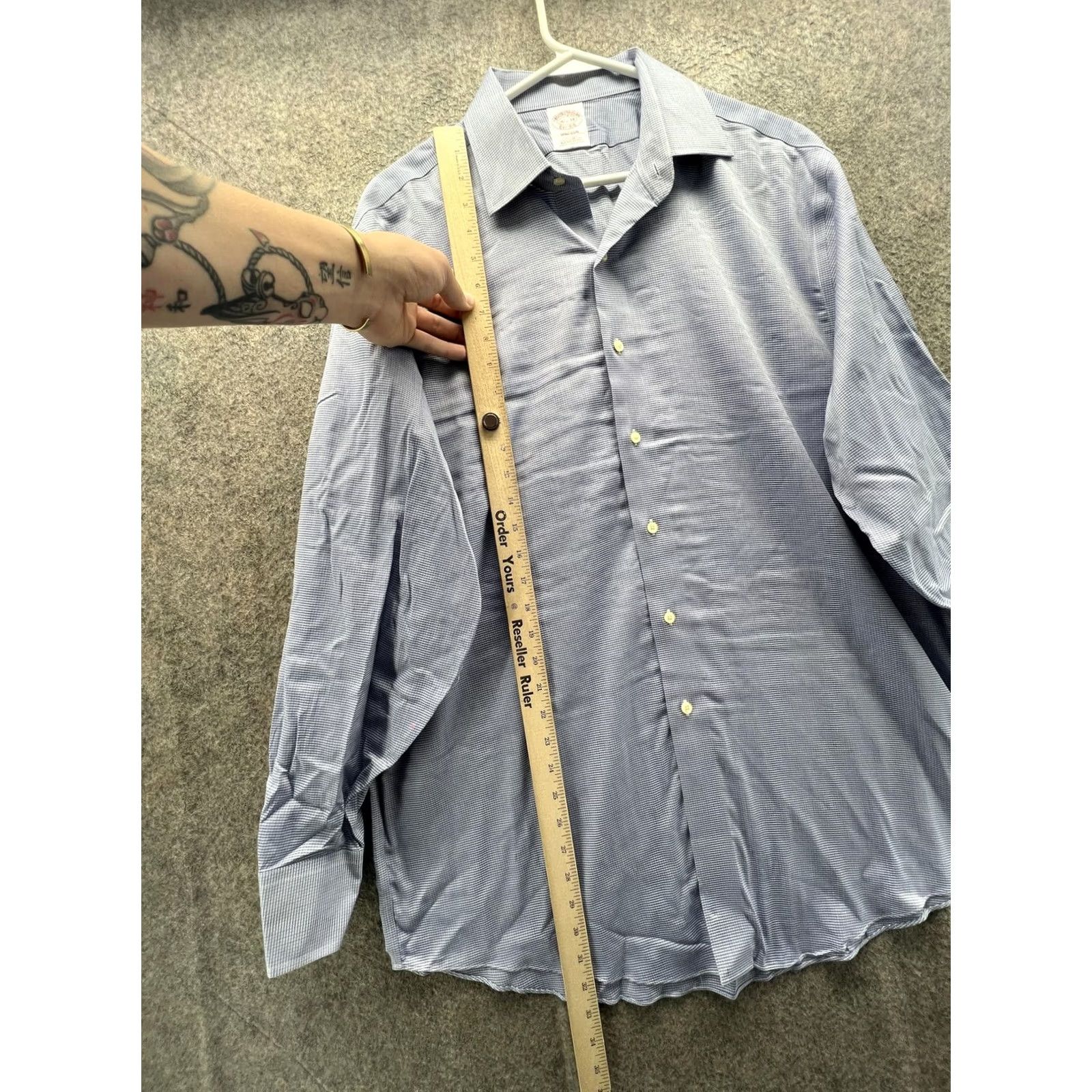 Brooks Brothers Brooks Brothers Madison Dress Shirt Mens 16.5 34 Blue Herringbone Non Iron Size 46R - 3 Thumbnail