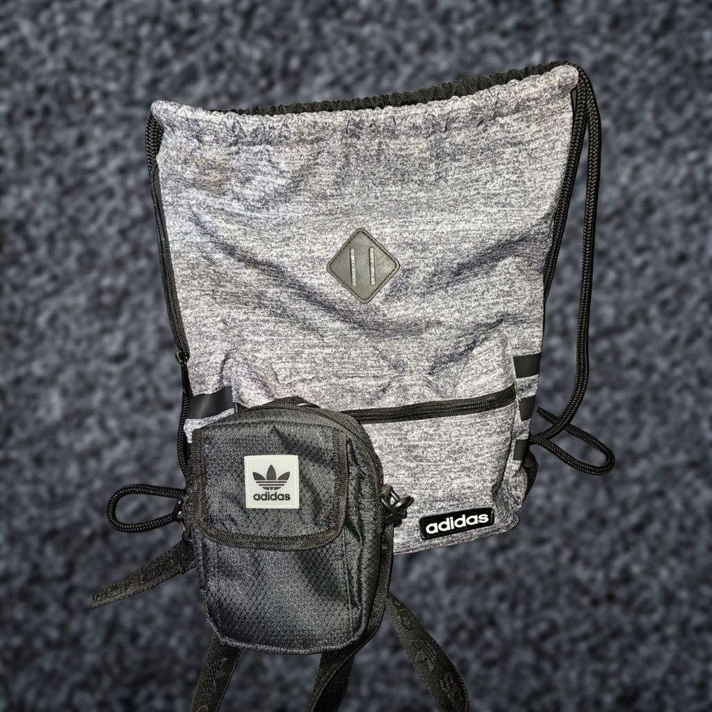 Adidas Adidas Alliance II Sackpack Drawstring Sling Bag Crossbody Bag Pockets Gray Polyester Size ONE SIZE - 1 Thumbnail