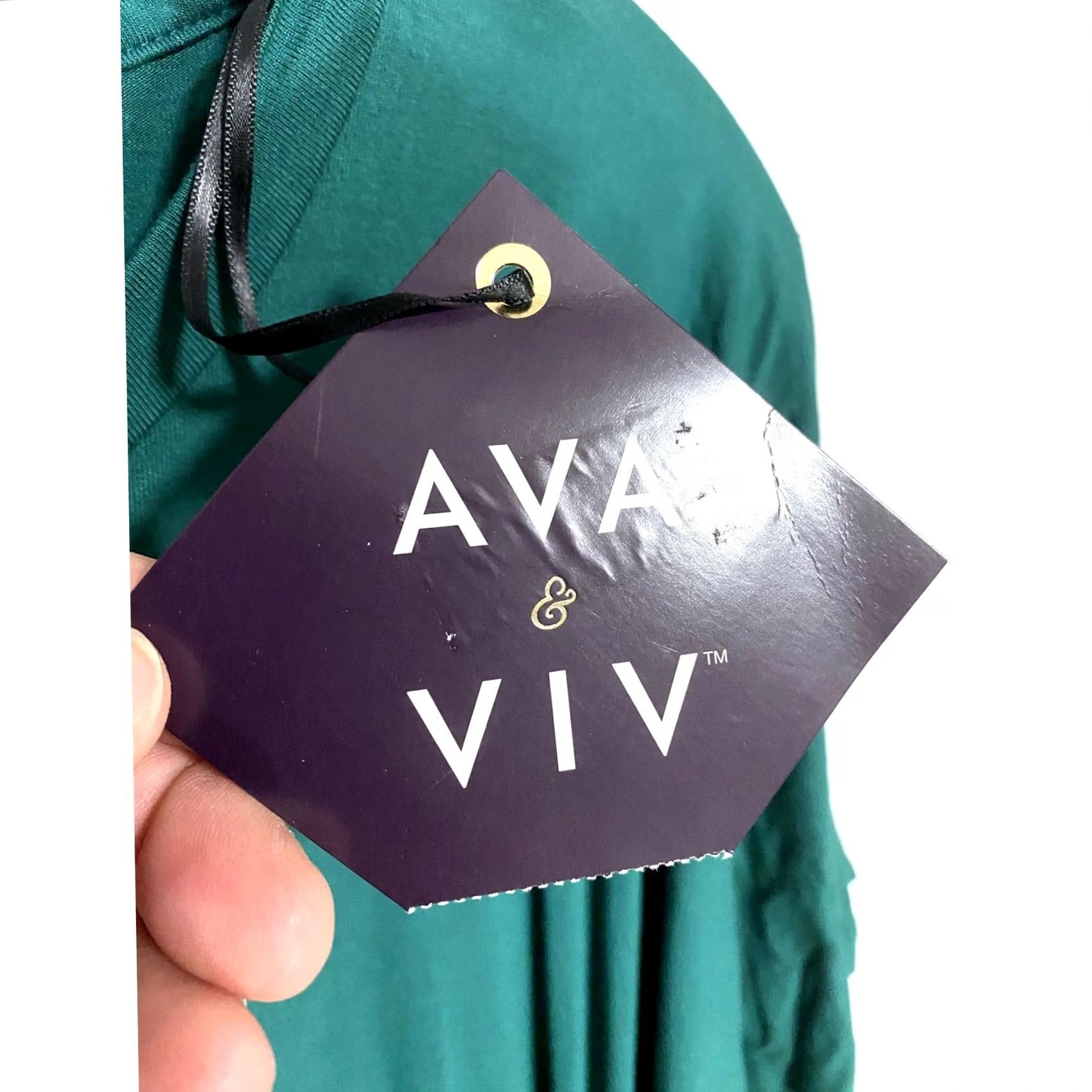 Vintage Ava & Viv Green Tunic Top Side Knot Plus 1X Blouse Lagenlook Flowy NWT Career Work Casual Womens Size XL / US 12-14 / IT 48-50 - 6 Thumbnail