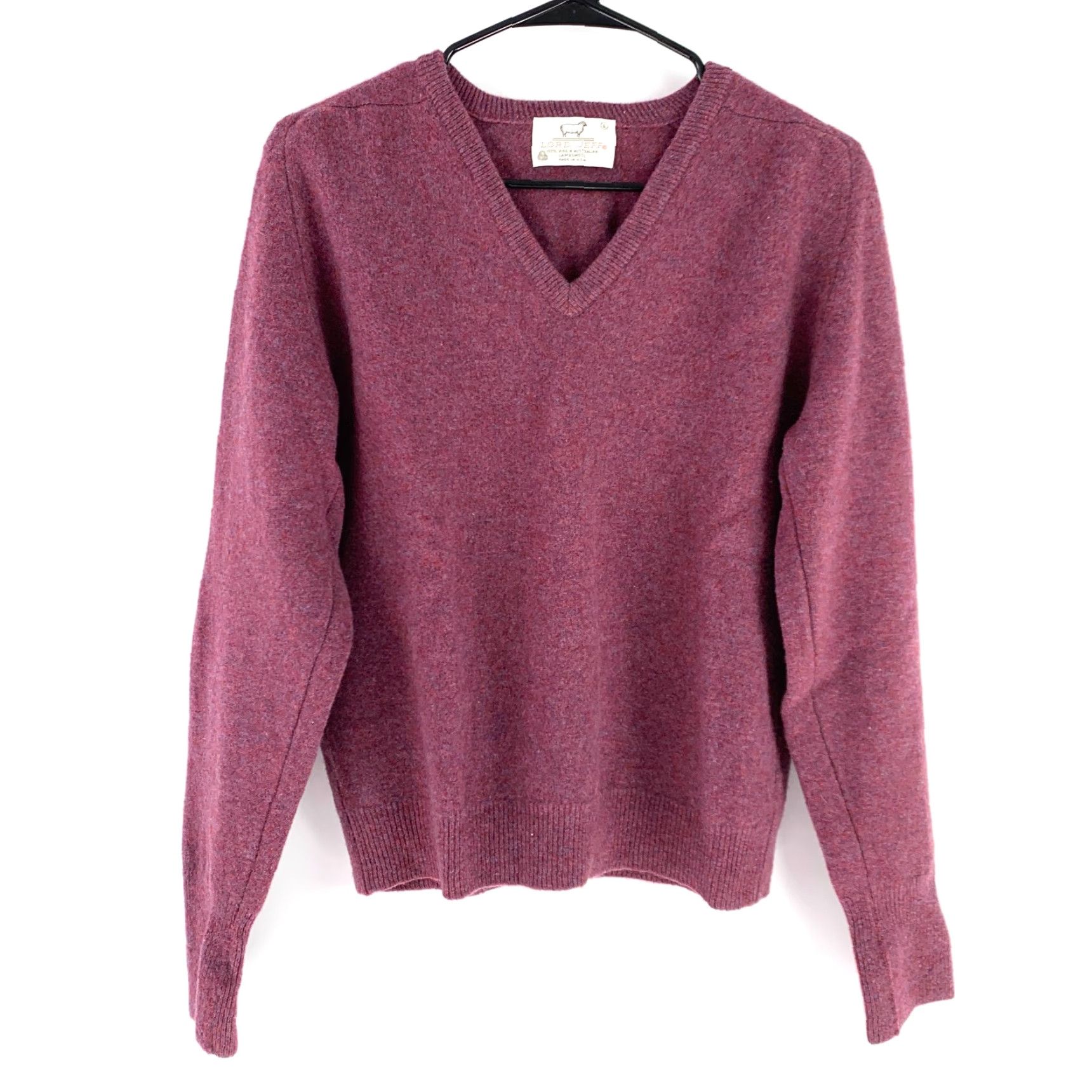 Vintage VINTAGE Lord Jeff Marled Australian Lambswool V-Neck Sweater Mens Large Purple 70s 1970s Wool Cardigan Preppy Size US L / EU 52-54 / 3 - 2 Thumbnail