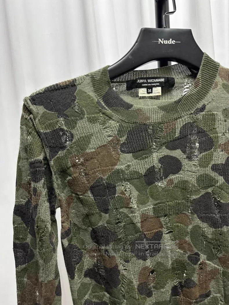 Junya Watanabe Junya Watanabe Distressed camouflage wool knitwear Size US M / EU 48-50 / 2 - 2 Thumbnail