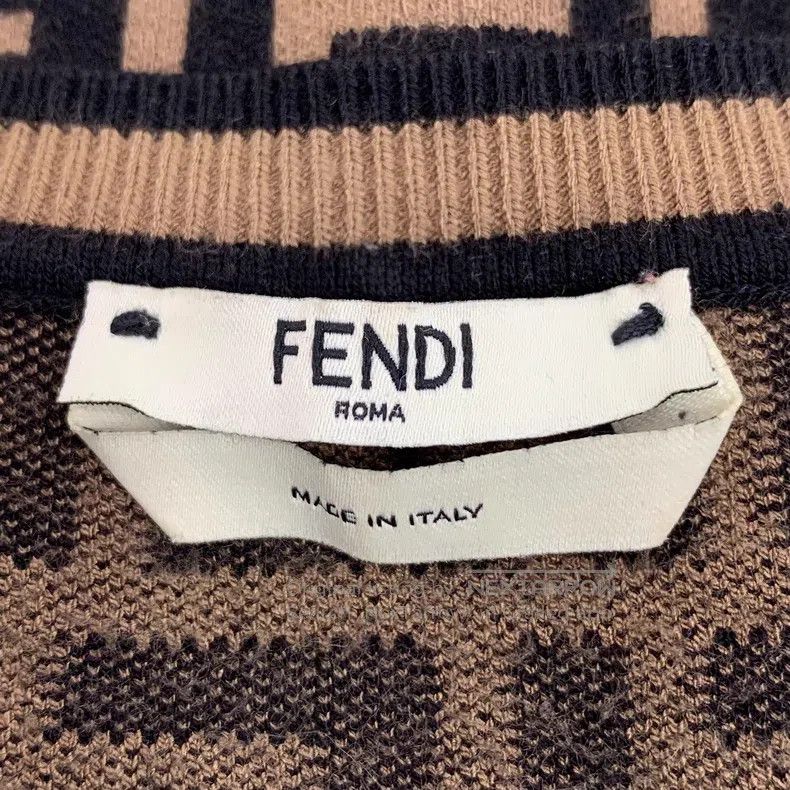 Fendi Fendi Dark Brown Logo All-Over Printed Crewneck Knit Top Size XS / US 0-2 / IT 36-38 - 5 Thumbnail