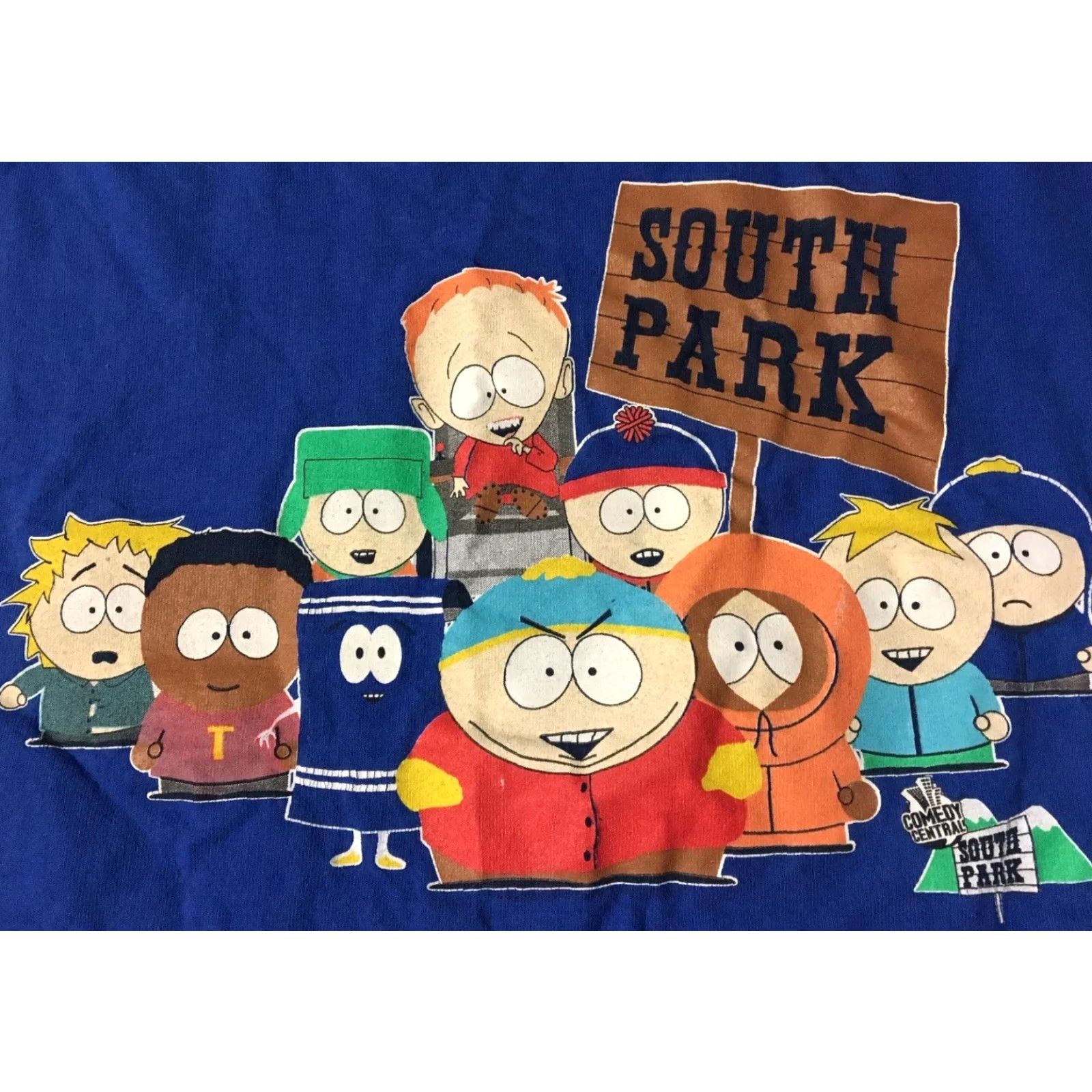 Vintage VINTAGE South Park Shirt XL Blue 90s Distressed Chopped Comedy Central T-Shirt Men's Grunge TV Cartoon Size US XL / EU 56 / 4 - 2 Thumbnail