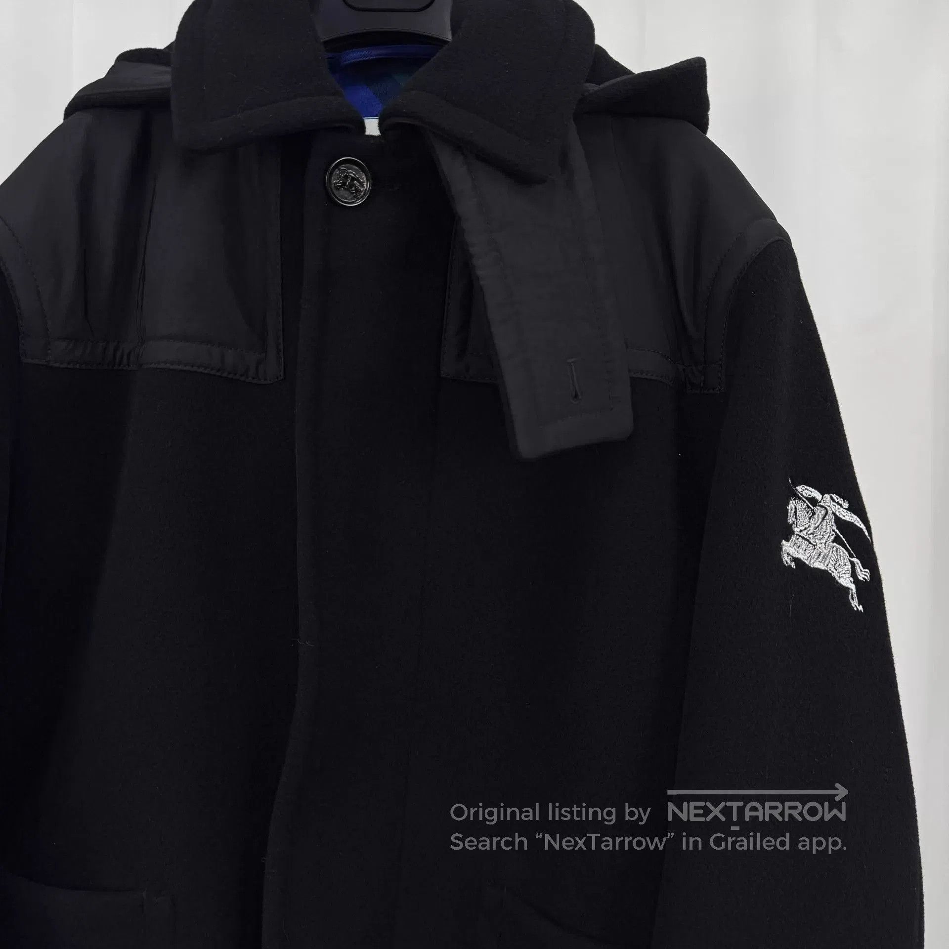 Burberry Black Heavy Coat with Embroidered Sleeve Design . Size US XS / EU 42 / 0 - 3 Thumbnail